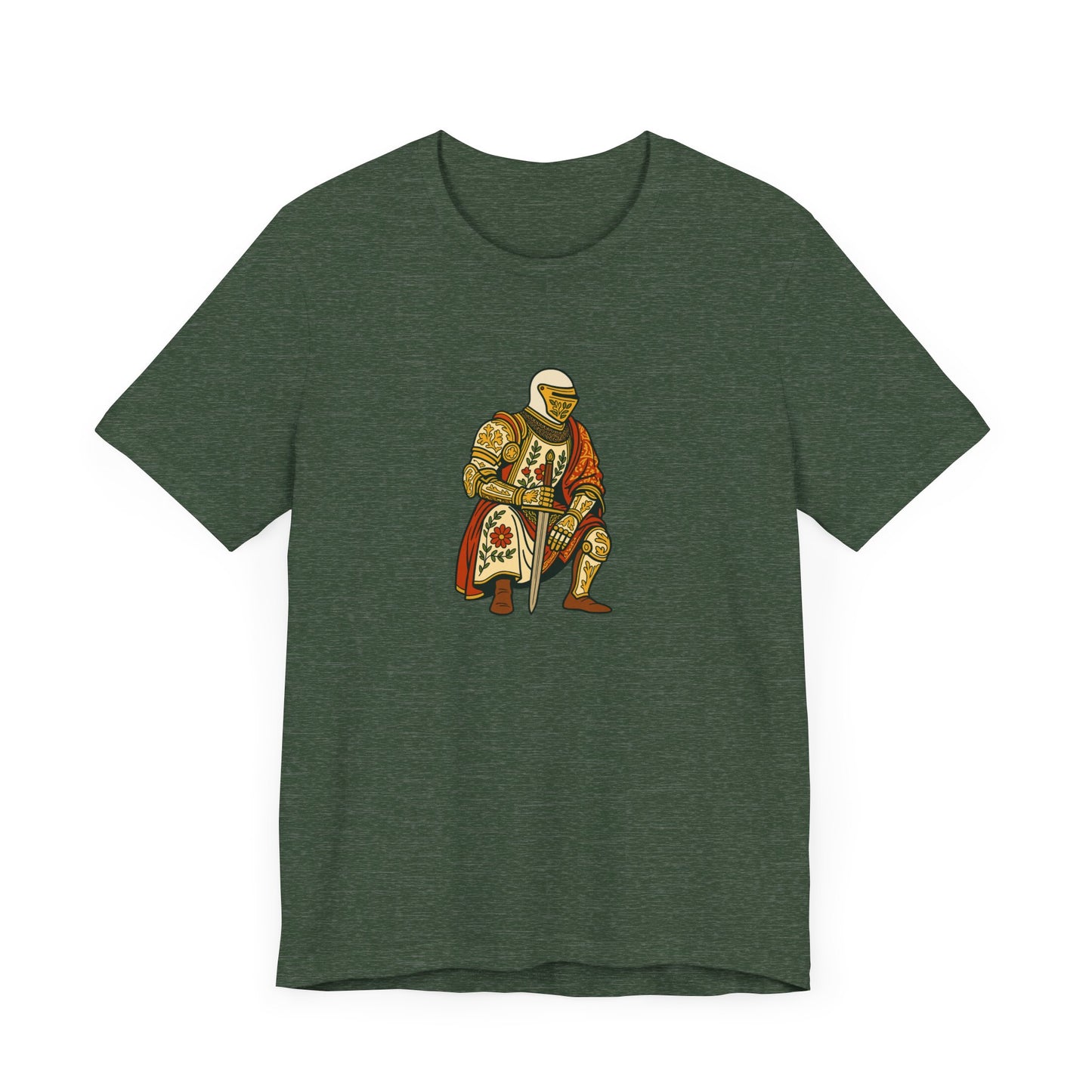Medieval Knight With Original Flora Pattern Tee