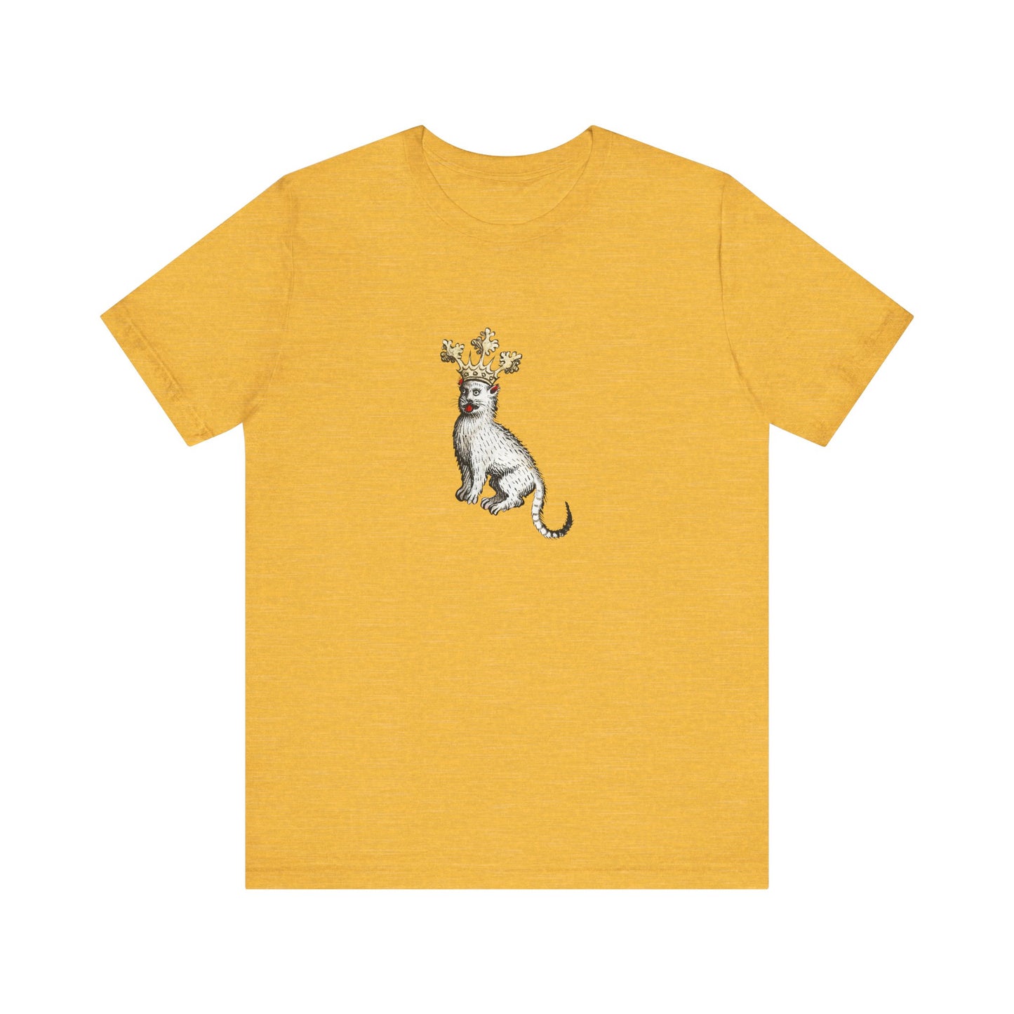Silly Medieval Cat with Crown – 15th Century Heraldic Art Tee