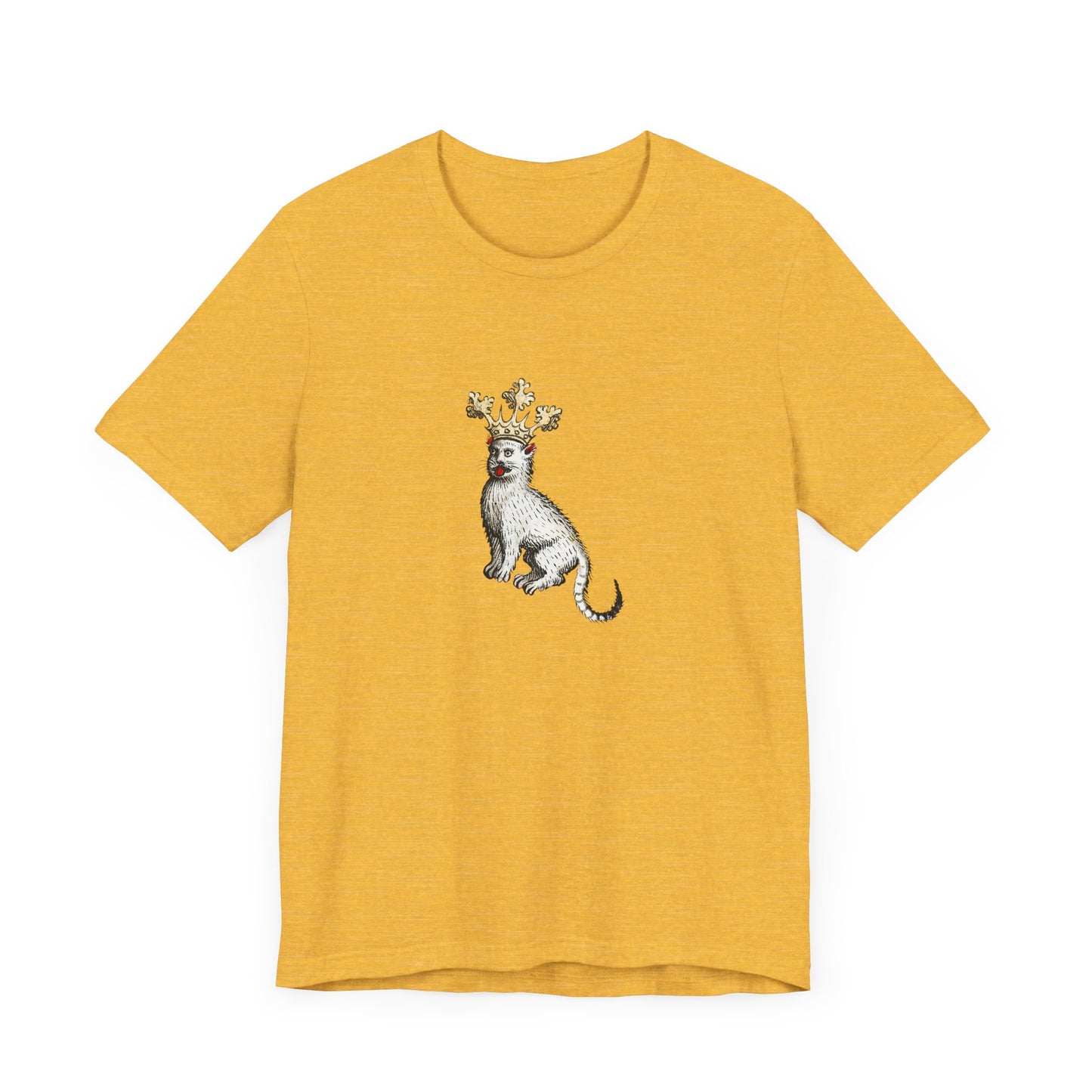 Silly Medieval Cat with Crown – 15th Century Heraldic Art Tee