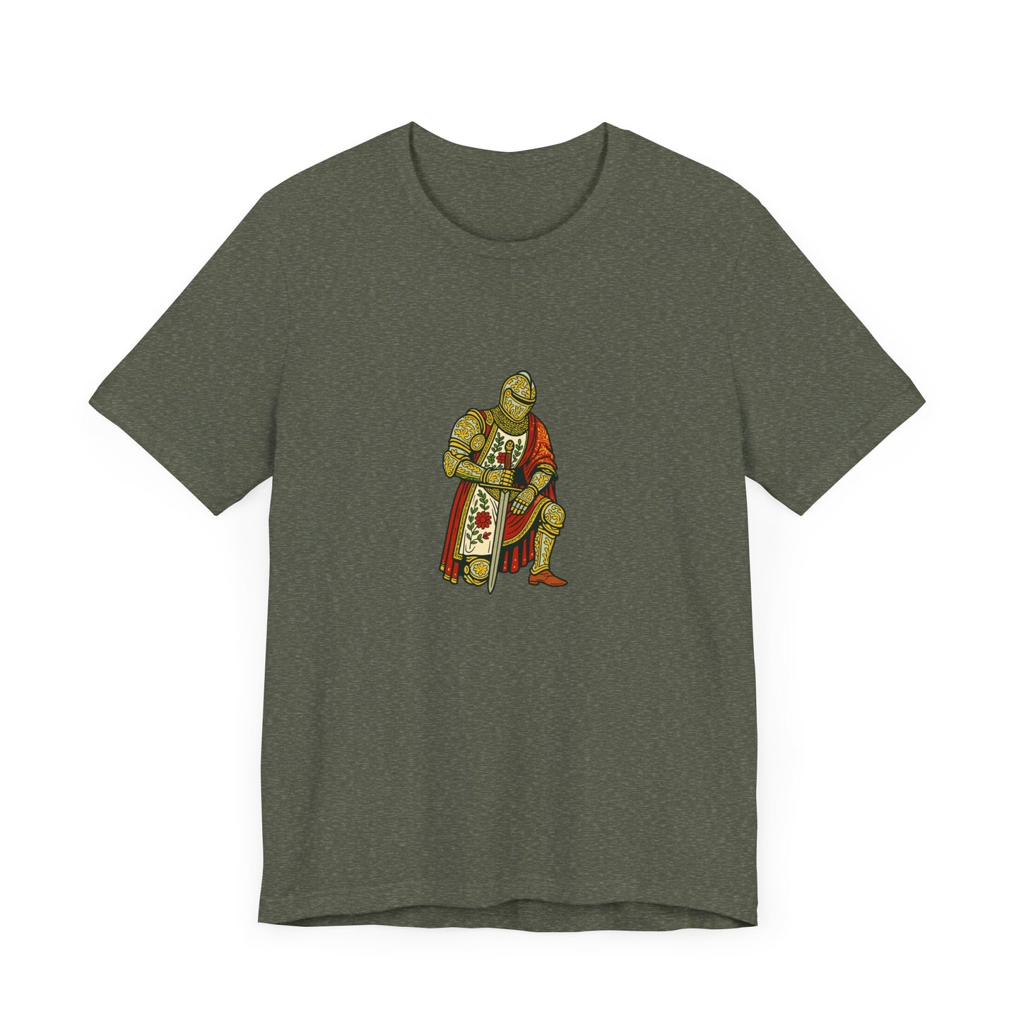 Kneeling Medieval Knight Floral Tee