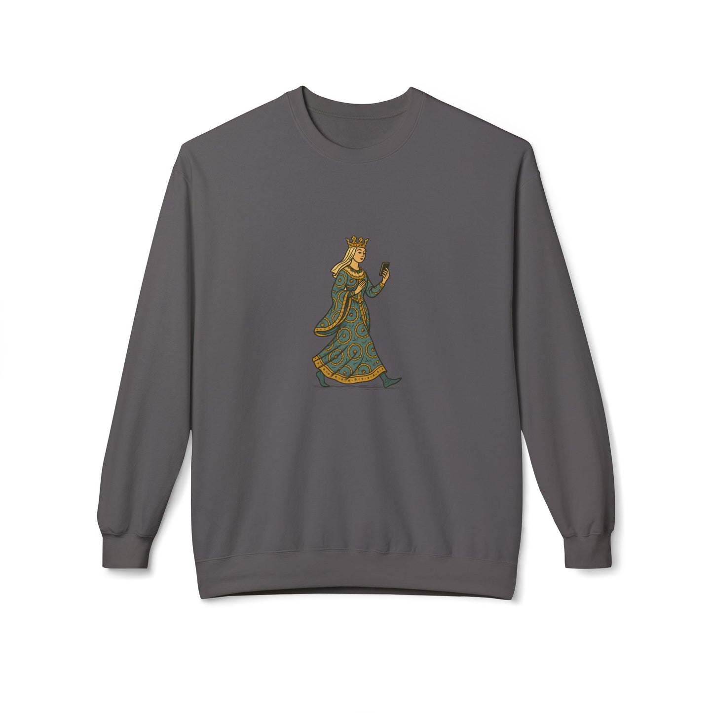 The Crowned Strutter – Medieval Couture on the Go - Unisex Midweight Sweatshirt