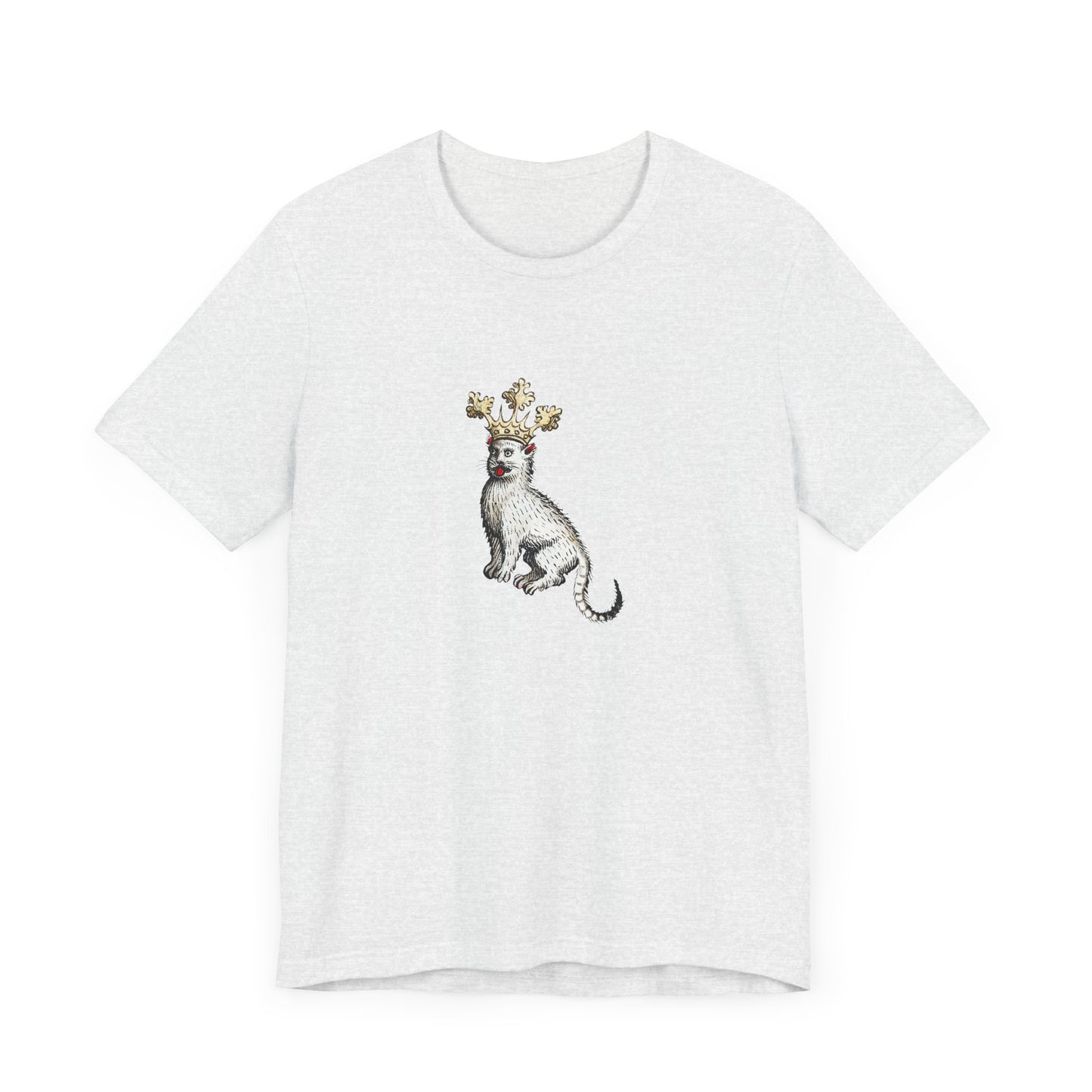Silly Medieval Cat with Crown – 15th Century Heraldic Art Tee