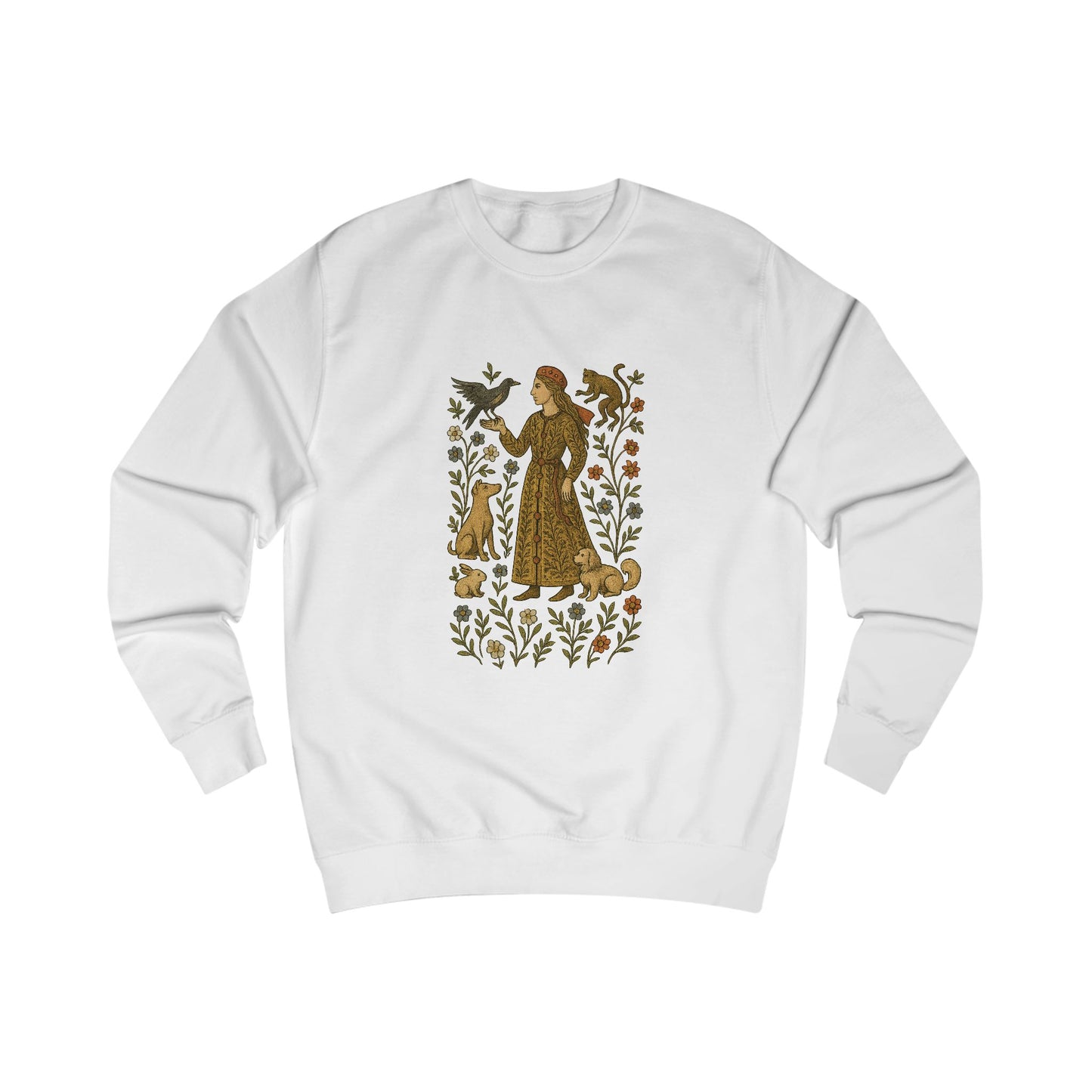 Lady of the Grove, Medieval Botanical Portrait Tee, Bohemian Floral Sweatshirt