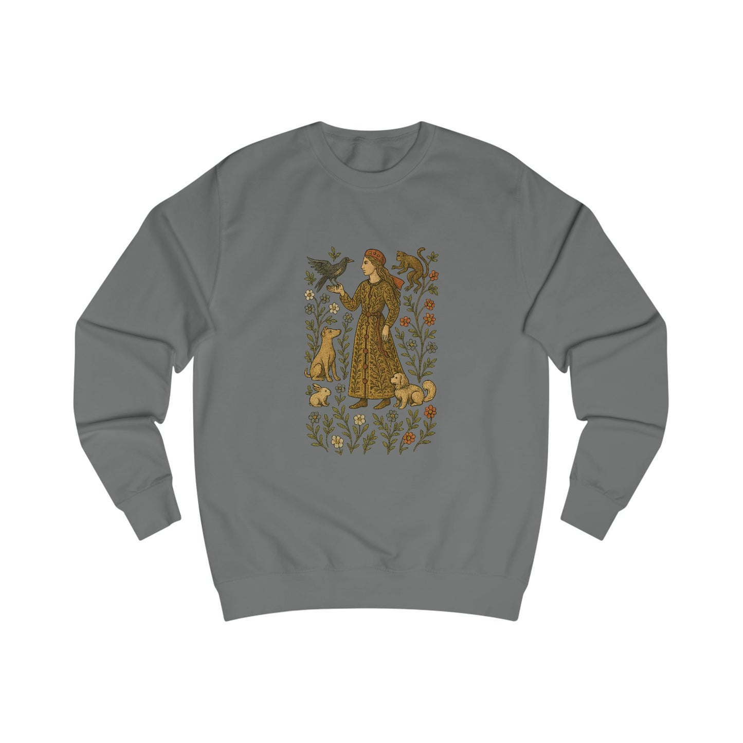 Lady of the Grove, Medieval Botanical Portrait Tee, Bohemian Floral Sweatshirt