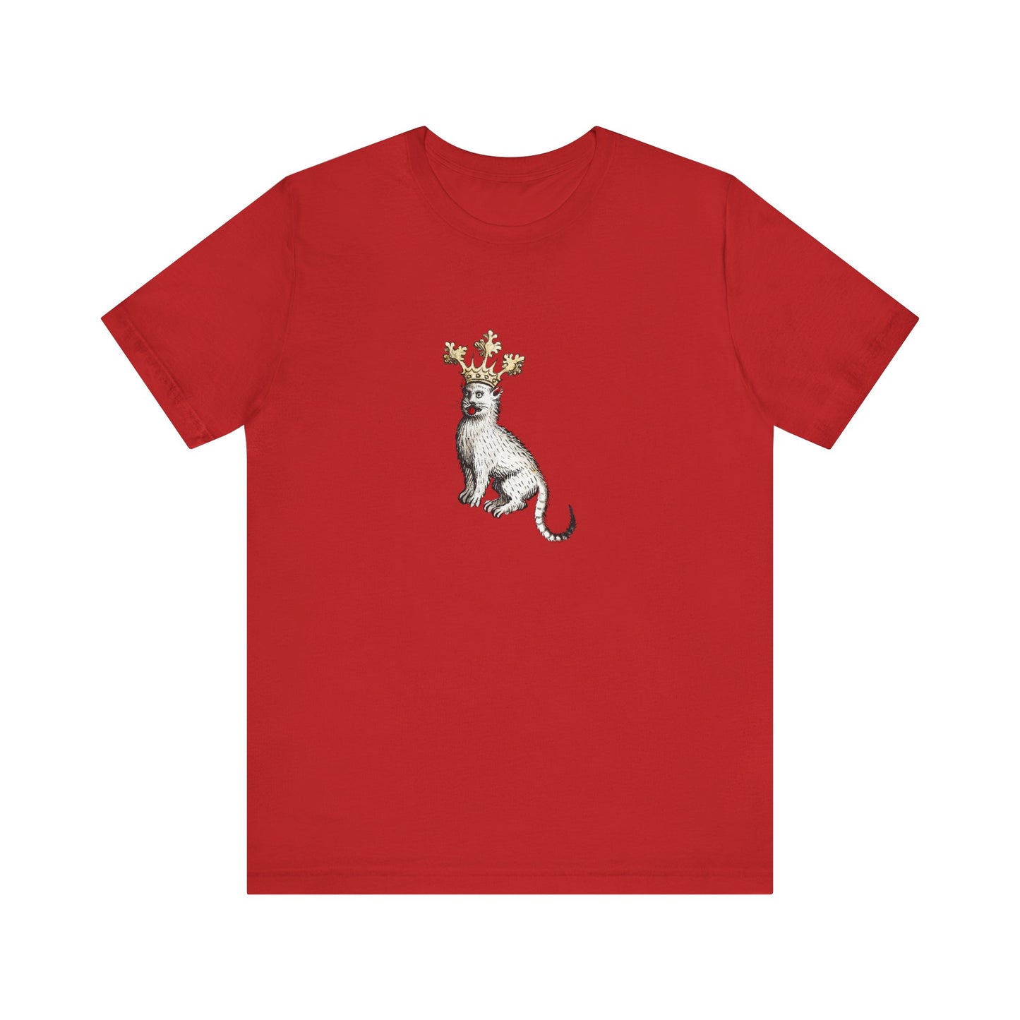Silly Medieval Cat with Crown – 15th Century Heraldic Art Tee