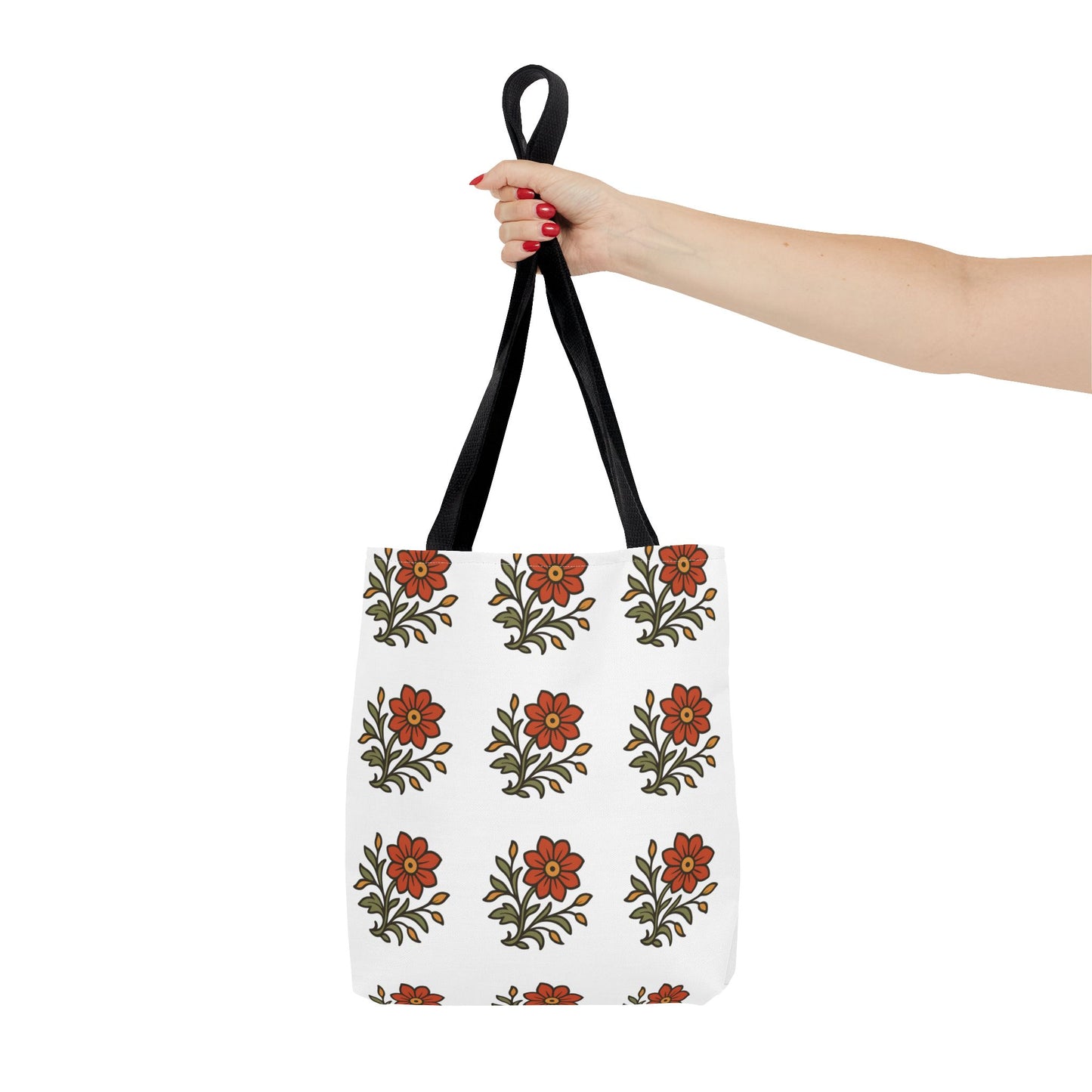 Folk Bloom Emblem 2, Original Floral Tote Bag