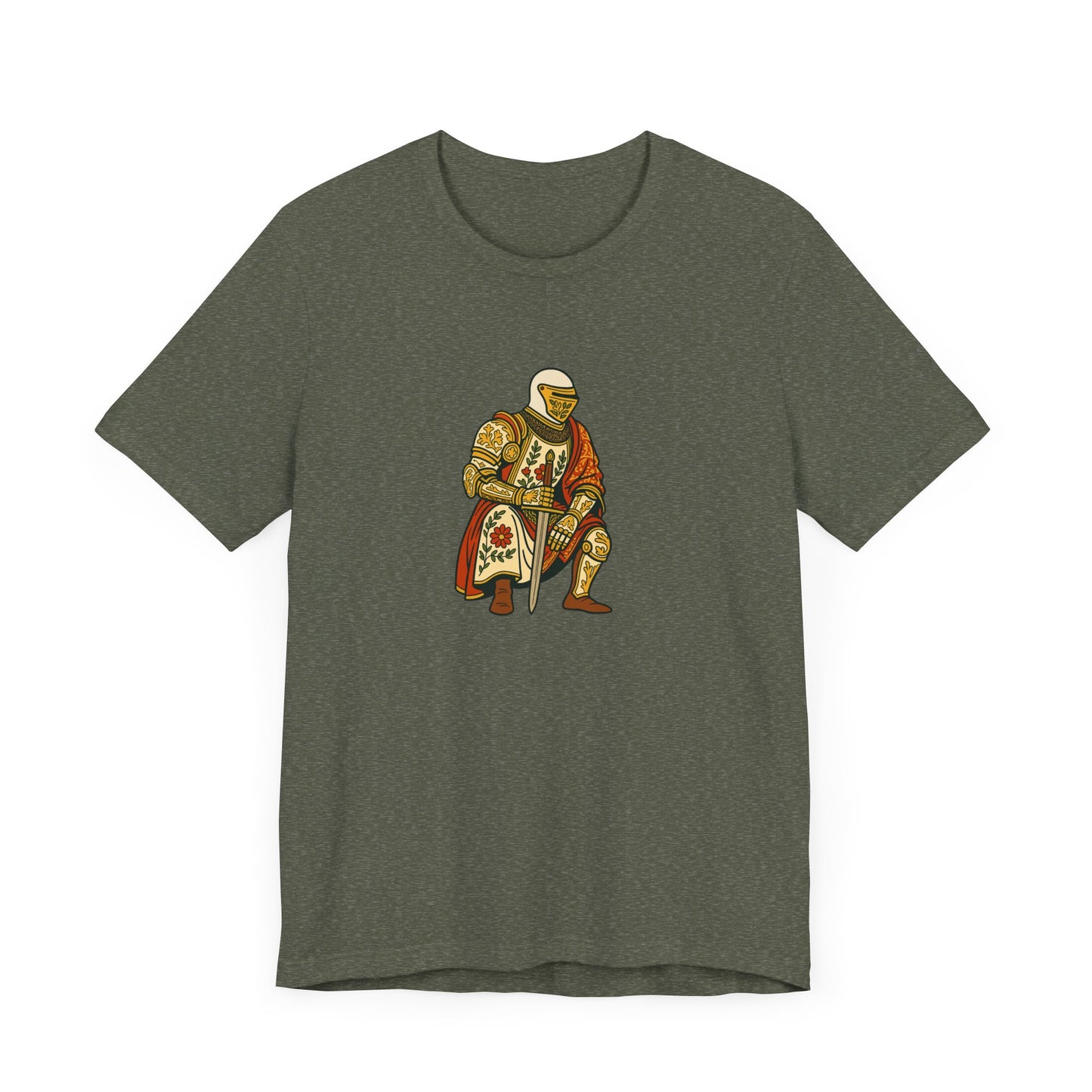 Medieval Knight With Original Flora Pattern Tee