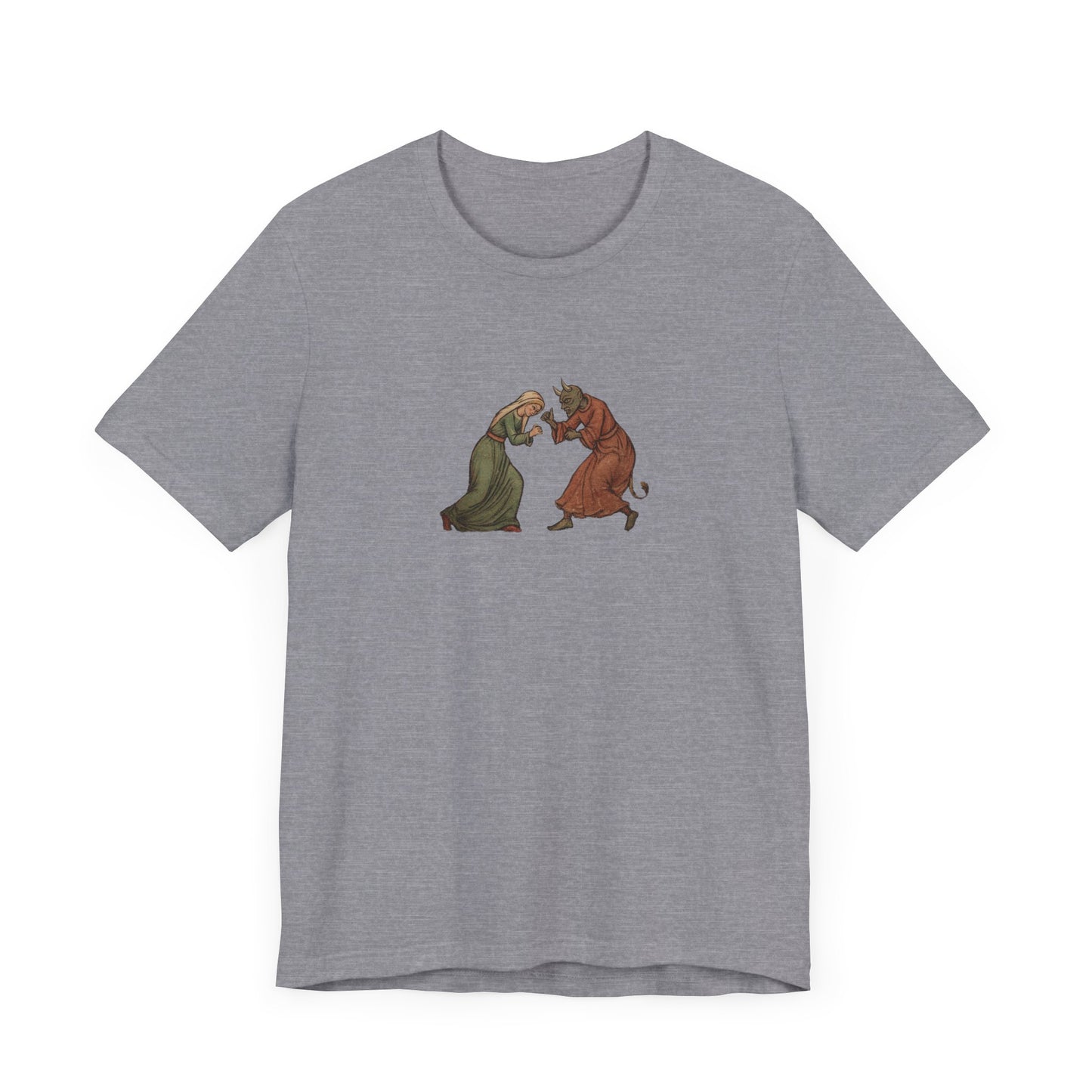The Virgin Mary punching the Devil Medieval Manuscript T-shirt