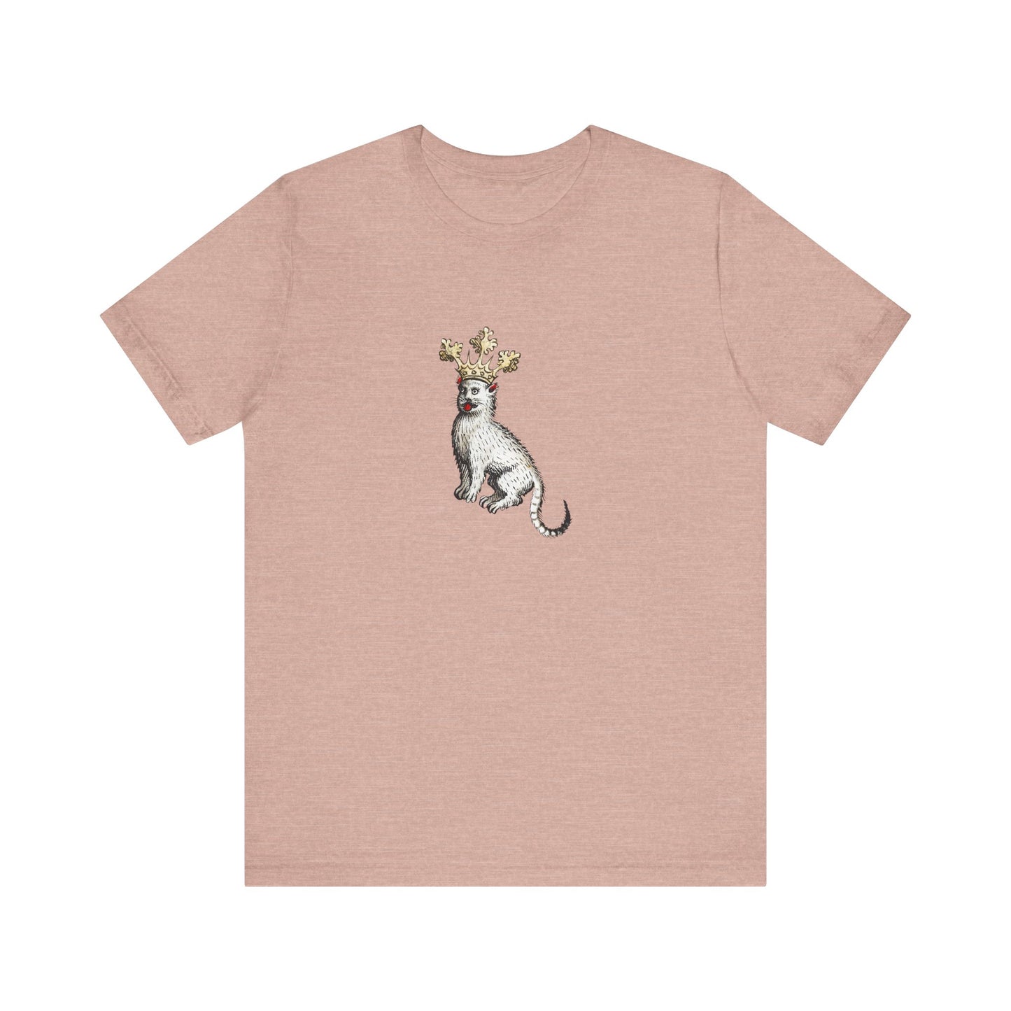 Silly Medieval Cat with Crown – 15th Century Heraldic Art Tee