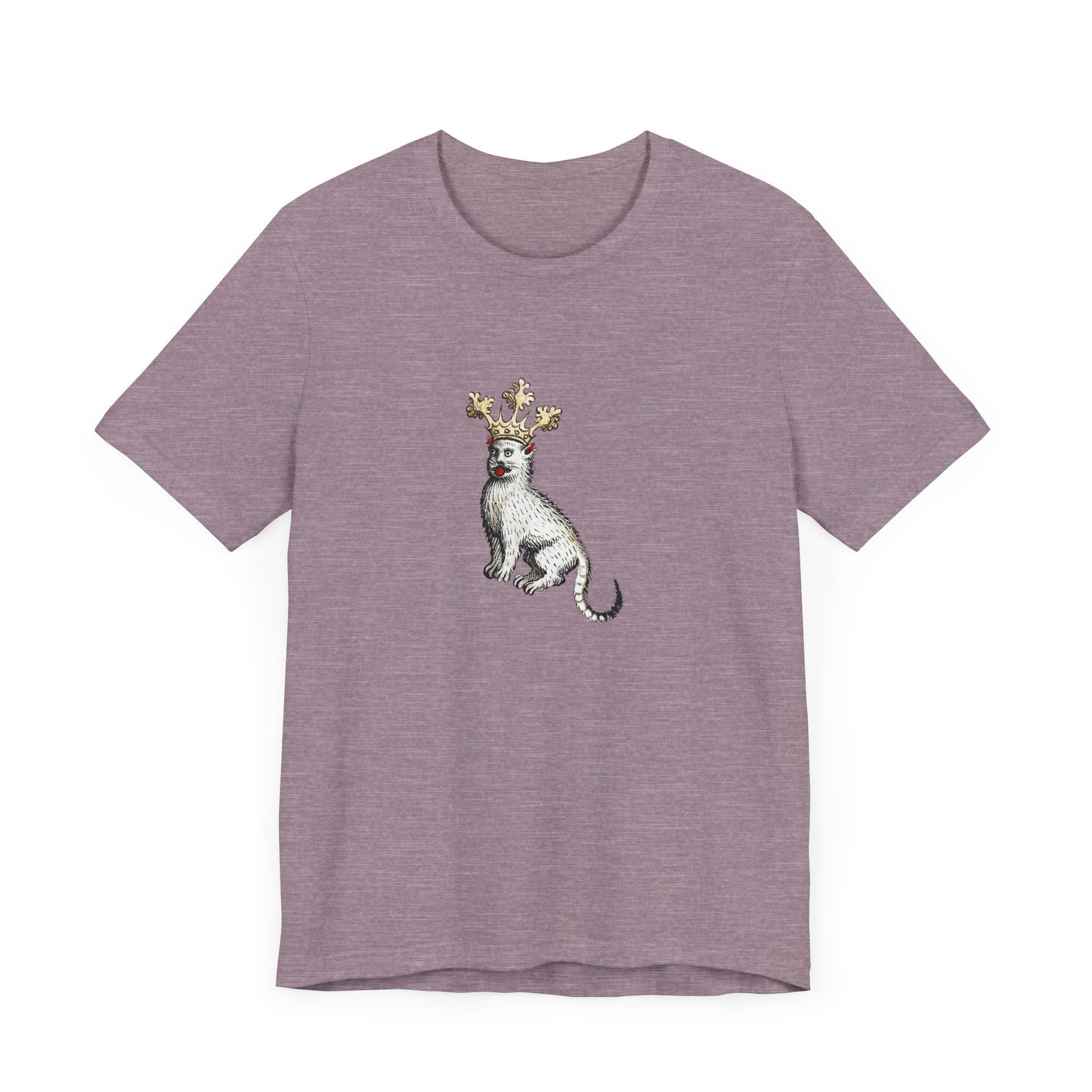 Silly Medieval Cat with Crown – 15th Century Heraldic Art Tee