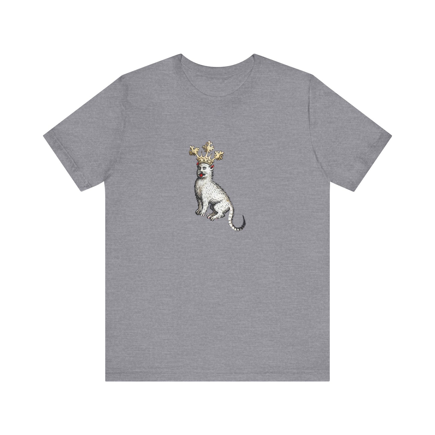 Silly Medieval Cat with Crown – 15th Century Heraldic Art Tee