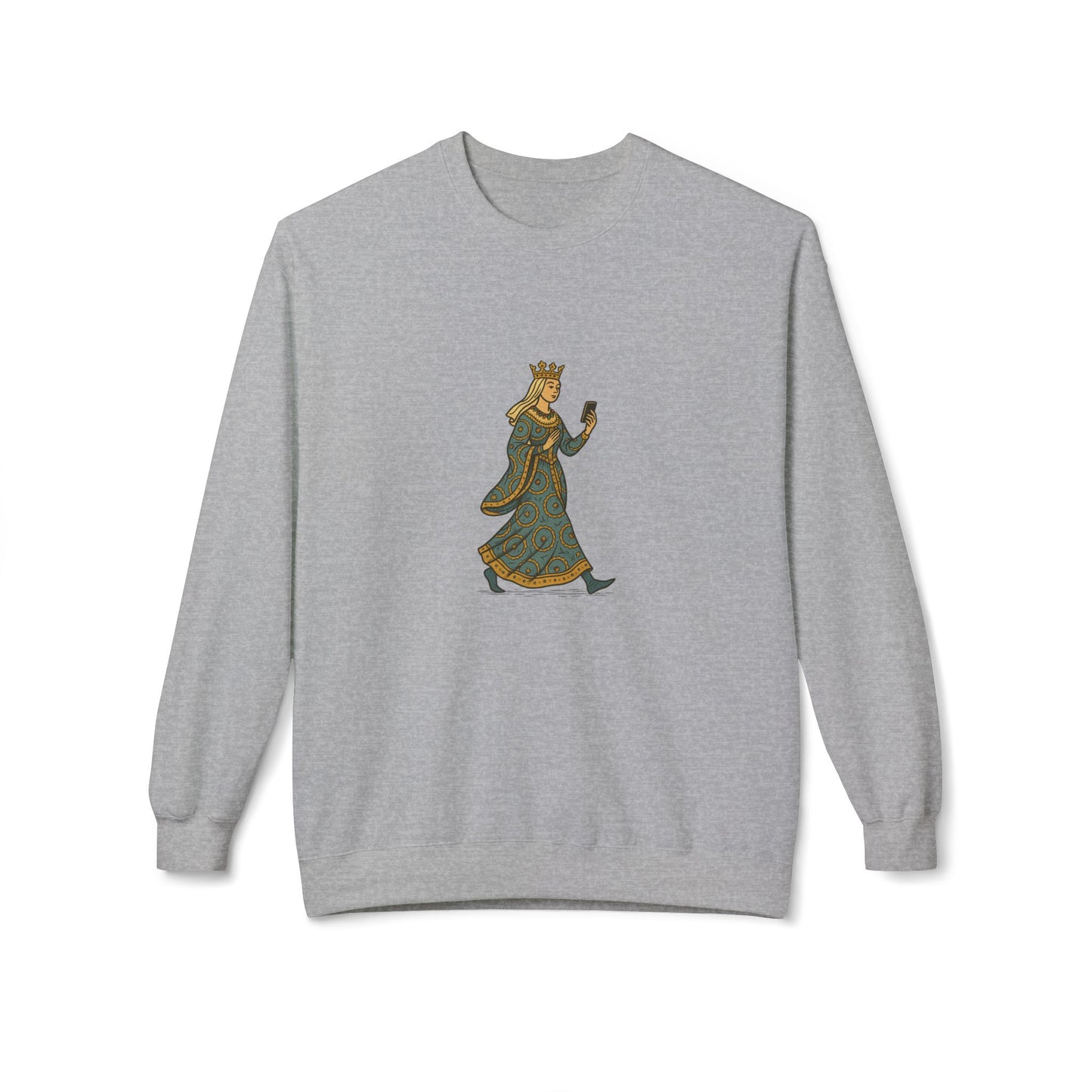 The Crowned Strutter – Medieval Couture on the Go - Unisex Midweight Sweatshirt