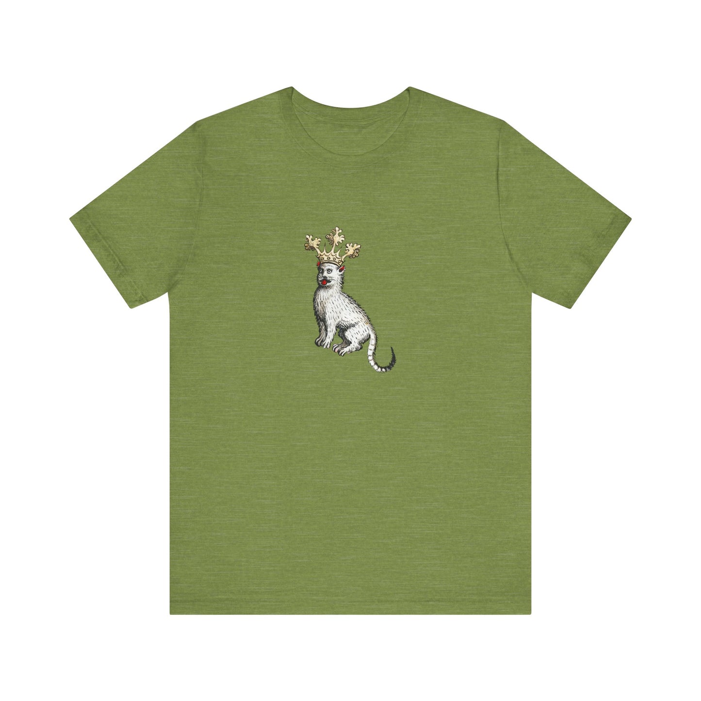 Silly Medieval Cat with Crown – 15th Century Heraldic Art Tee