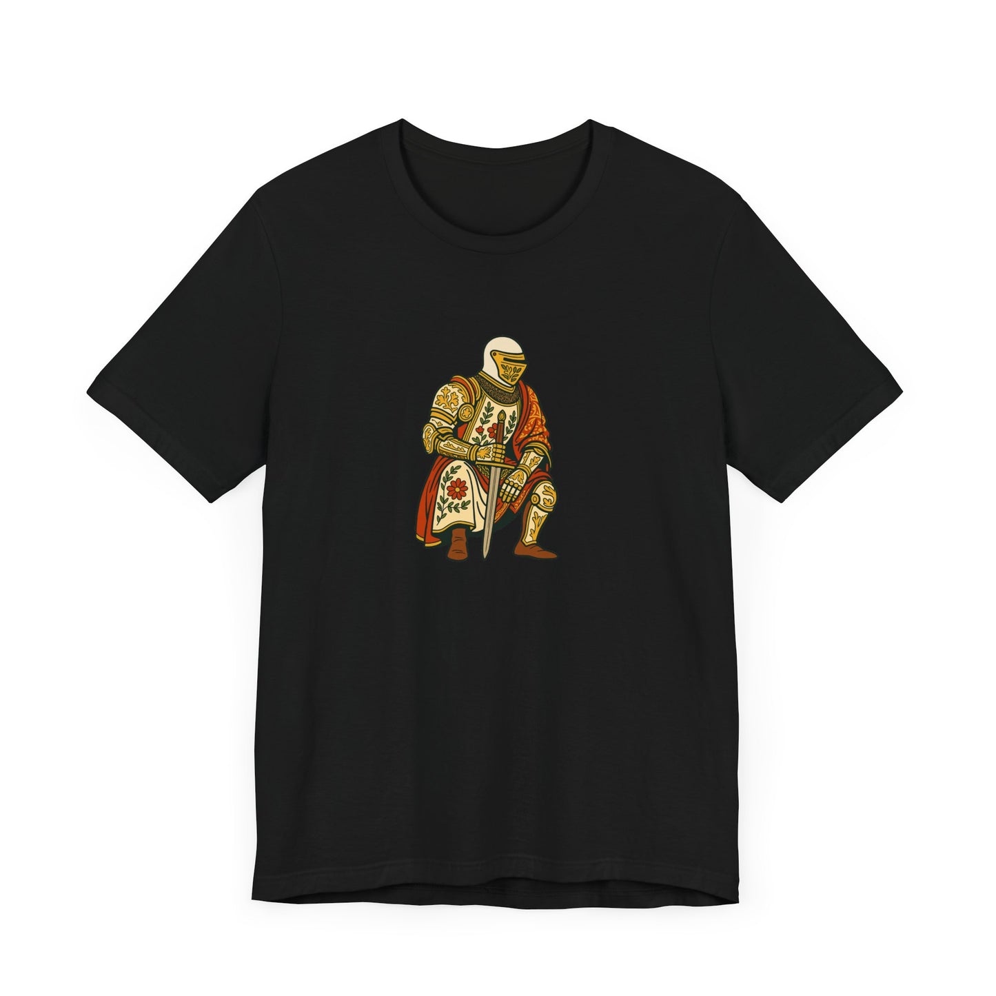 Medieval Knight With Original Flora Pattern Tee