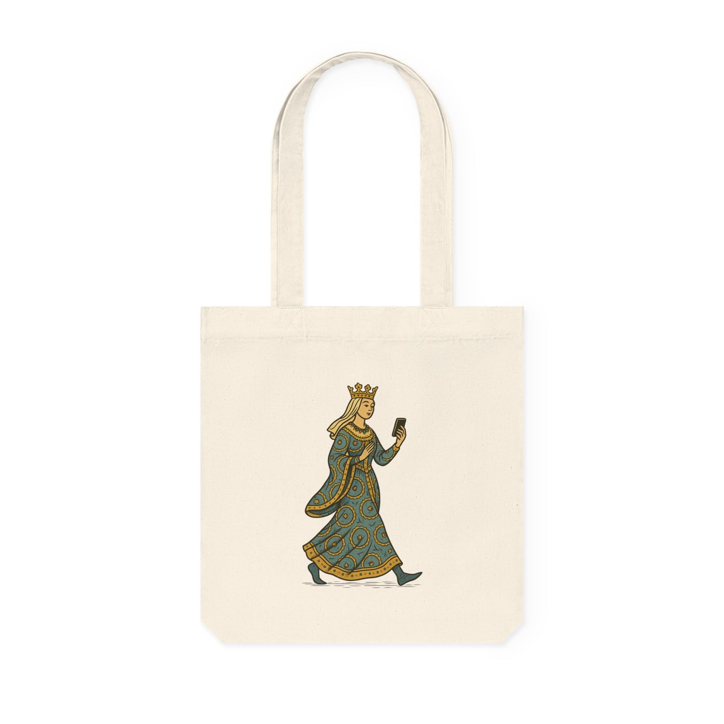 The Crowned Strutter – Medieval Couture on the Go - Woven Tote Bag