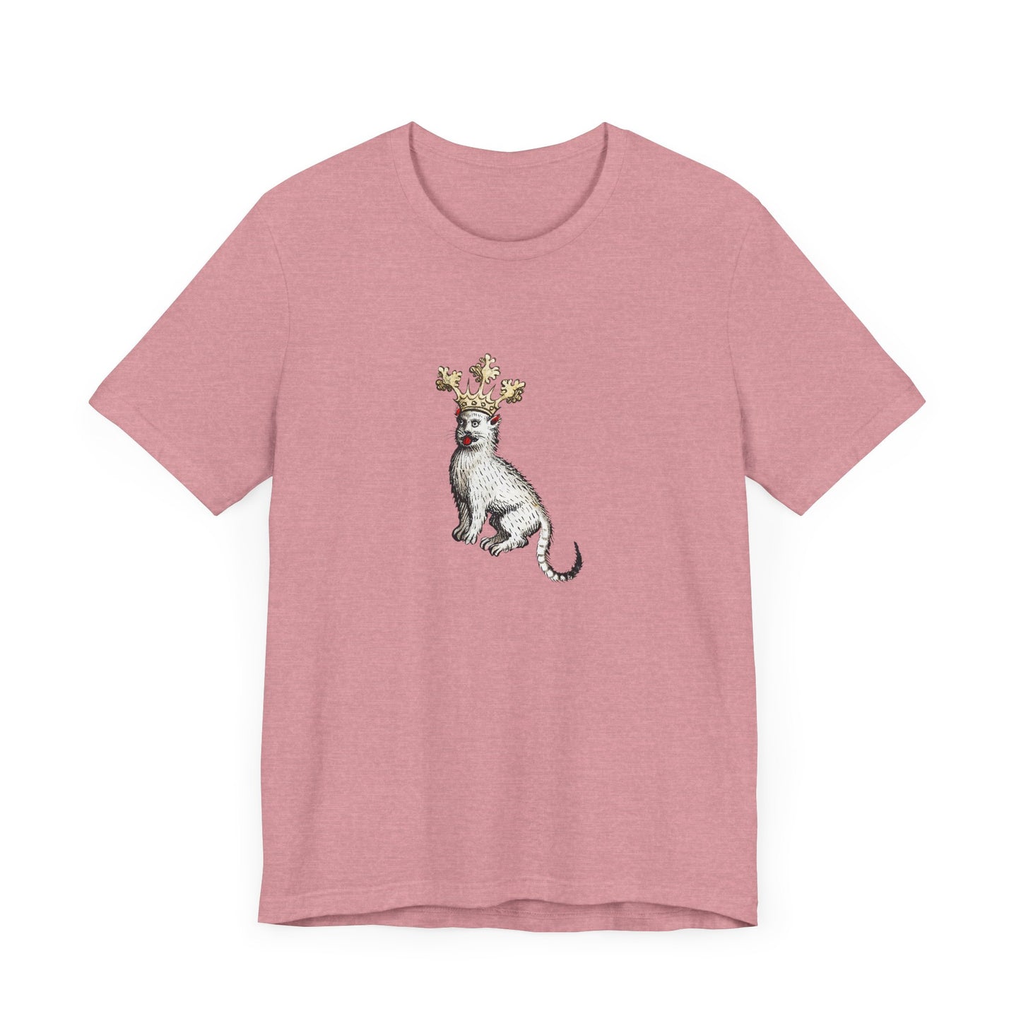 Silly Medieval Cat with Crown – 15th Century Heraldic Art Tee
