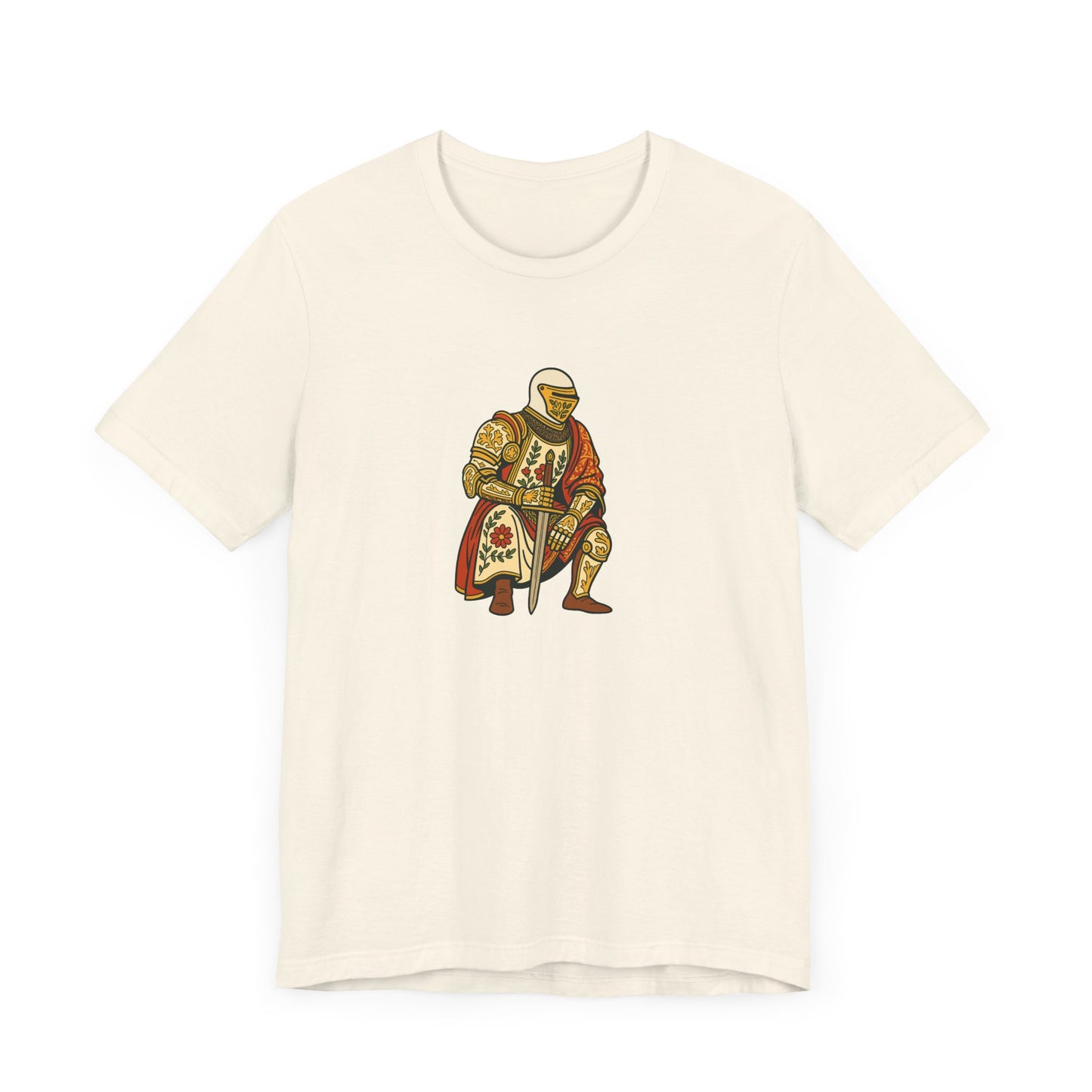 Medieval Knight With Original Flora Pattern Tee
