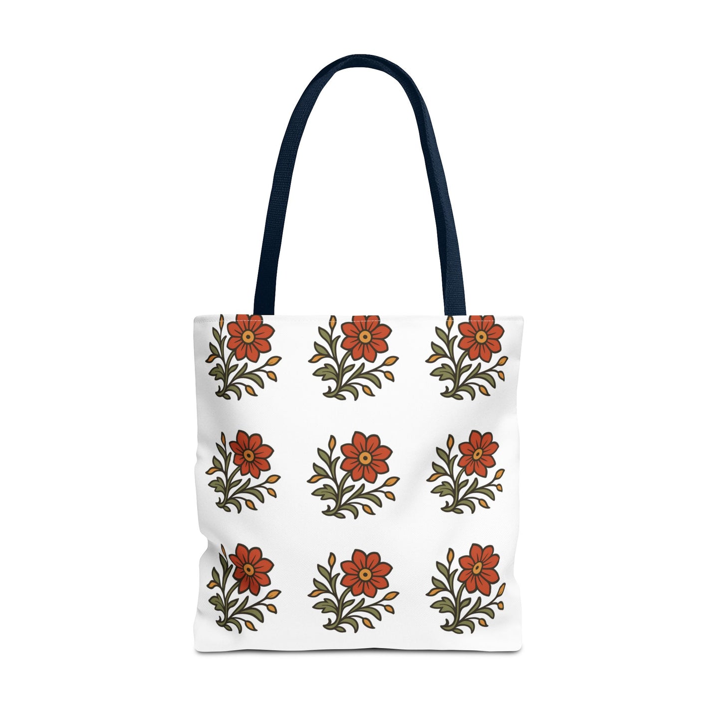 Folk Bloom Emblem 2, Original Floral Tote Bag