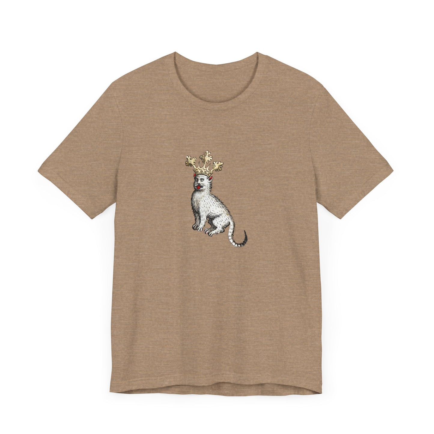 Silly Medieval Cat with Crown – 15th Century Heraldic Art Tee