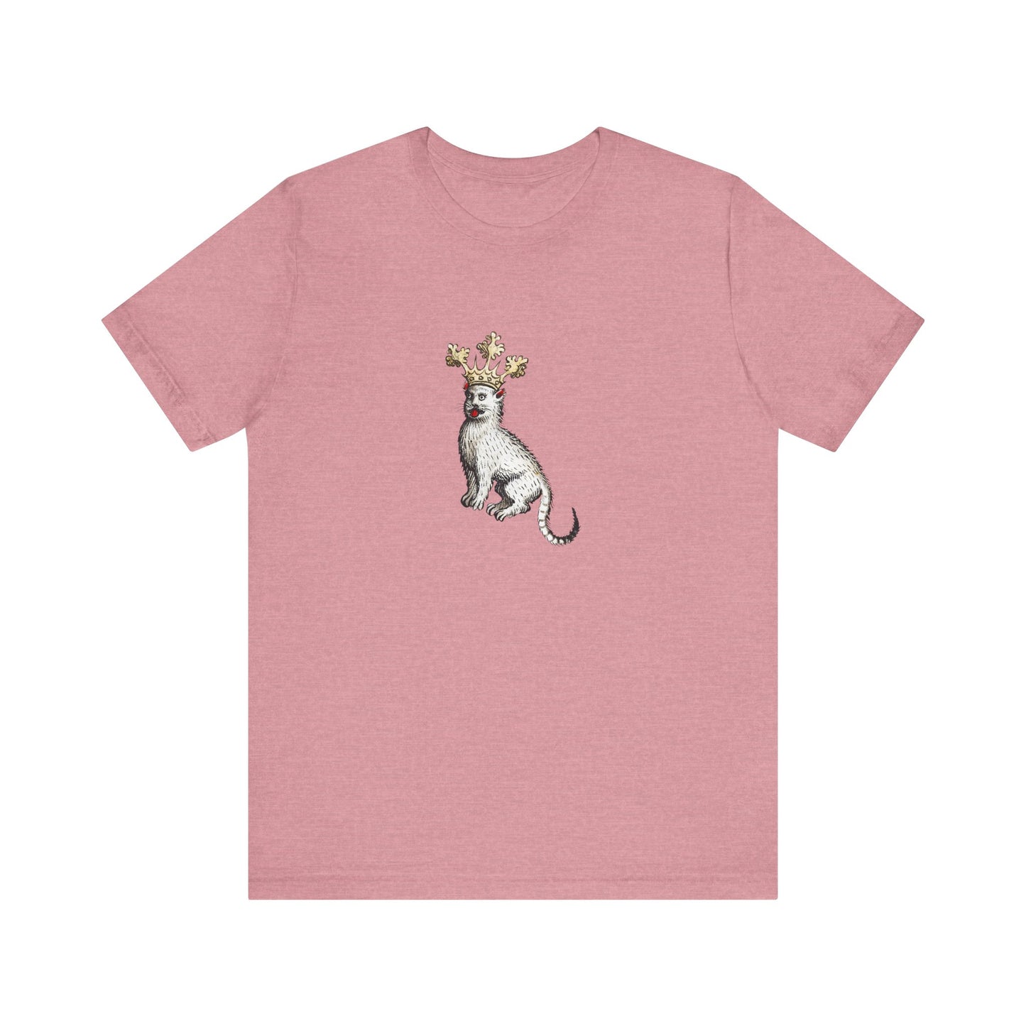 Silly Medieval Cat with Crown – 15th Century Heraldic Art Tee
