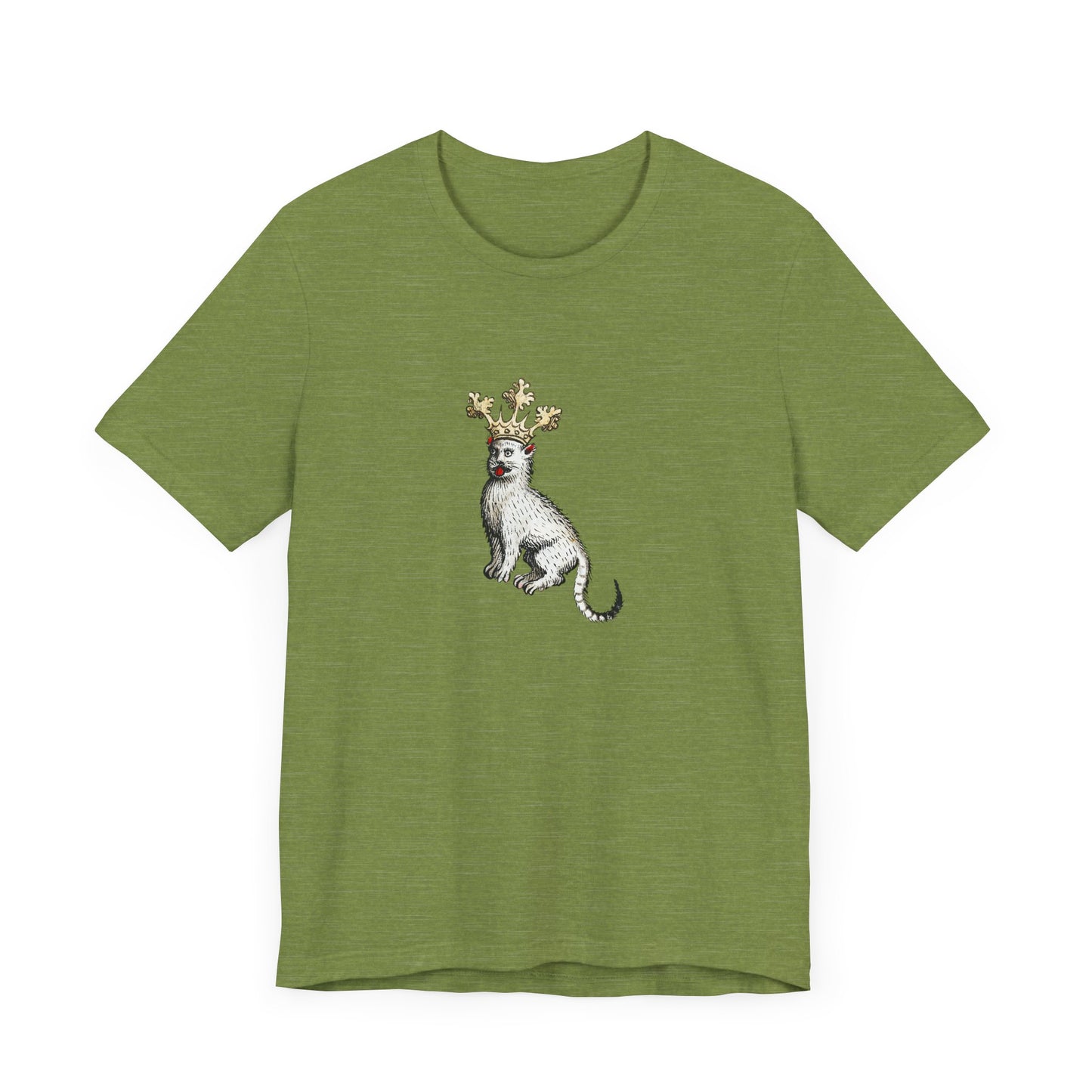 Silly Medieval Cat with Crown – 15th Century Heraldic Art Tee