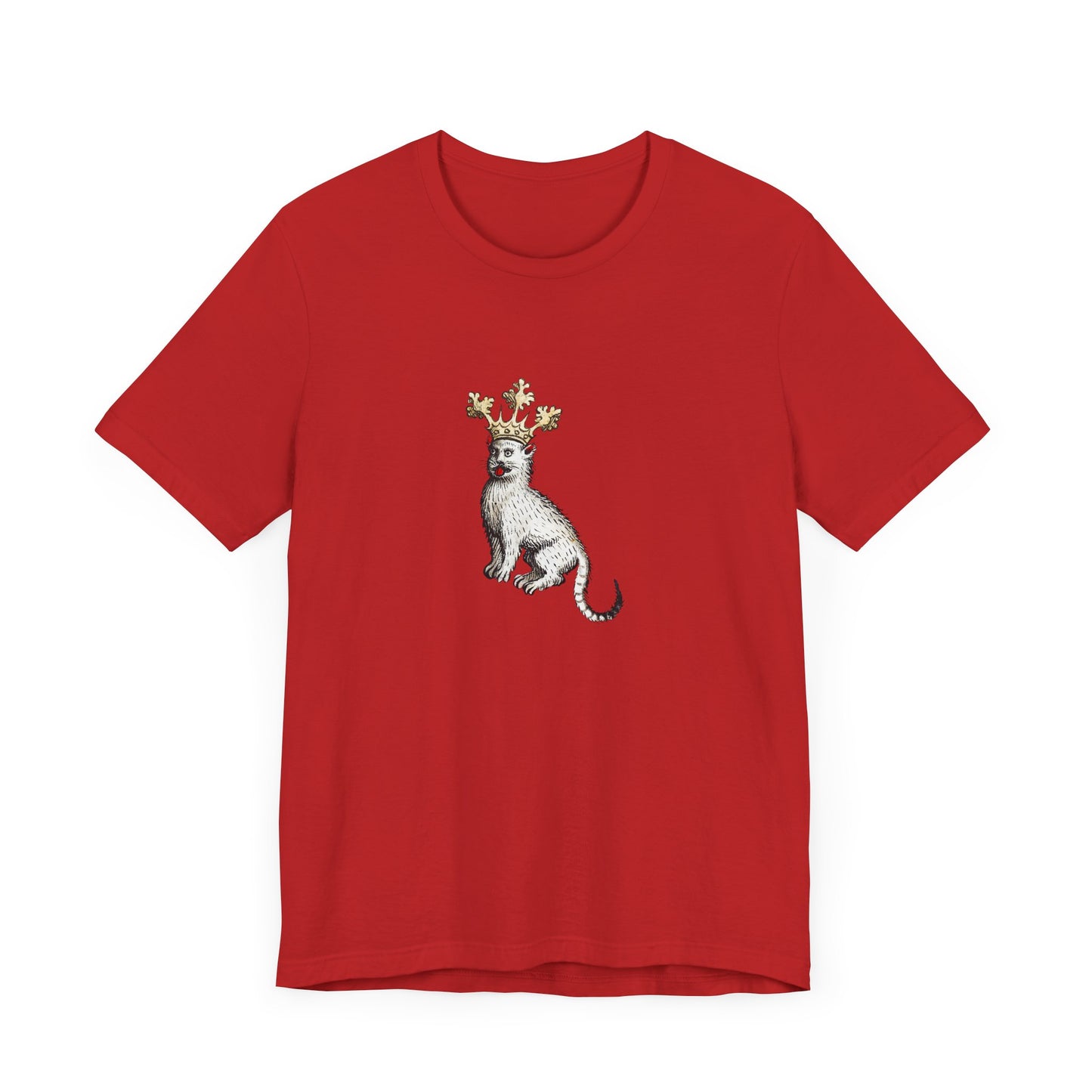 Silly Medieval Cat with Crown – 15th Century Heraldic Art Tee