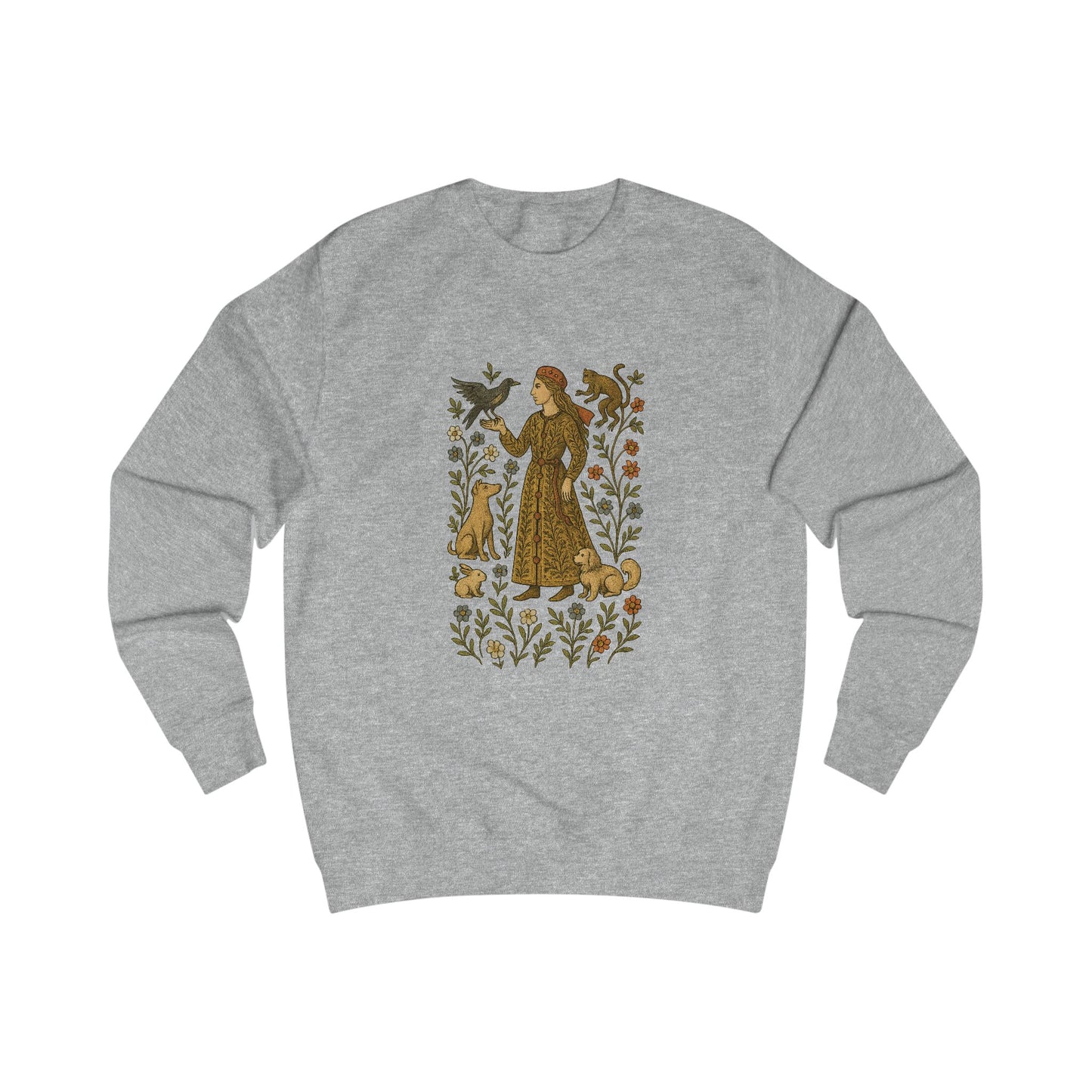 Lady of the Grove, Medieval Botanical Portrait Tee, Bohemian Floral Sweatshirt
