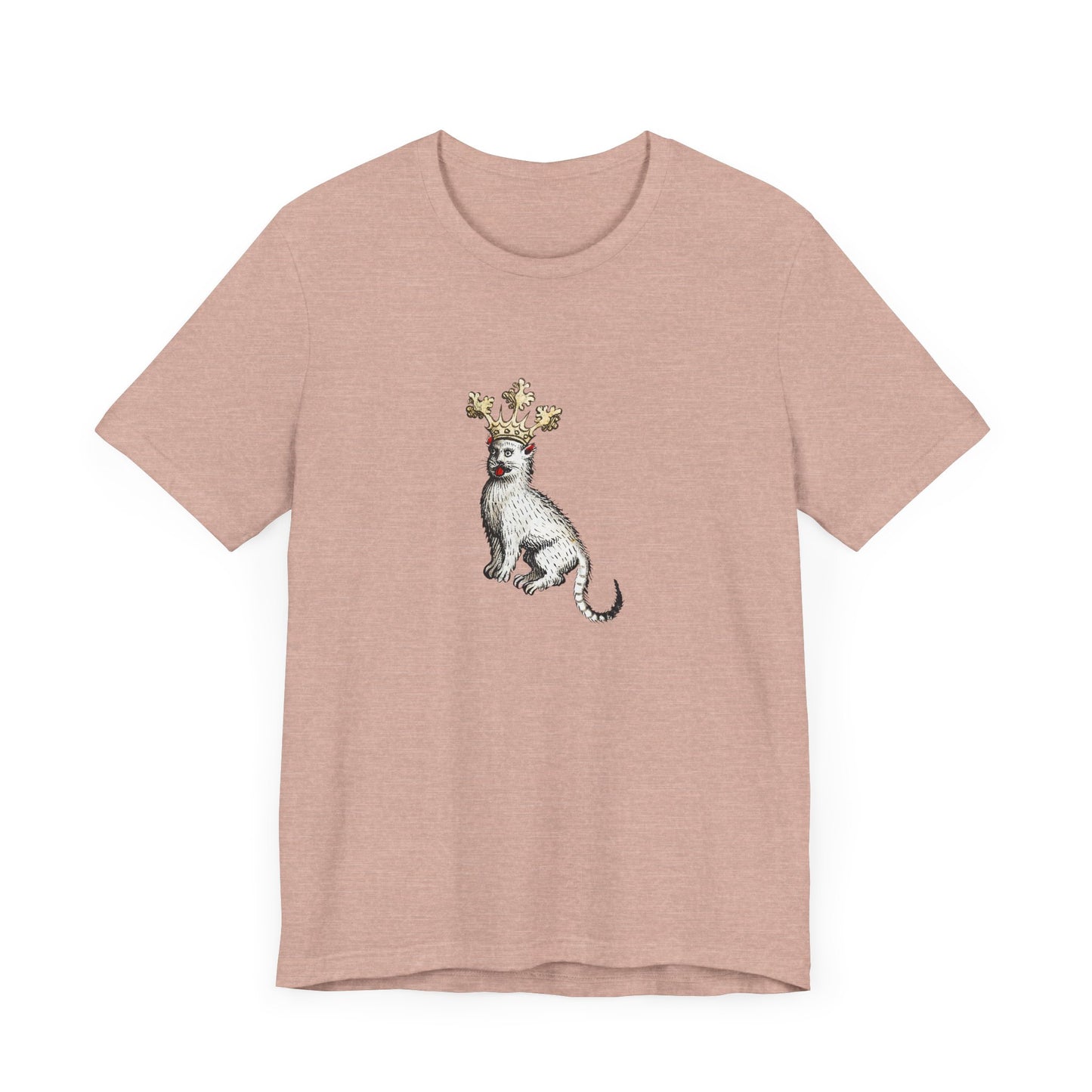 Silly Medieval Cat with Crown – 15th Century Heraldic Art Tee