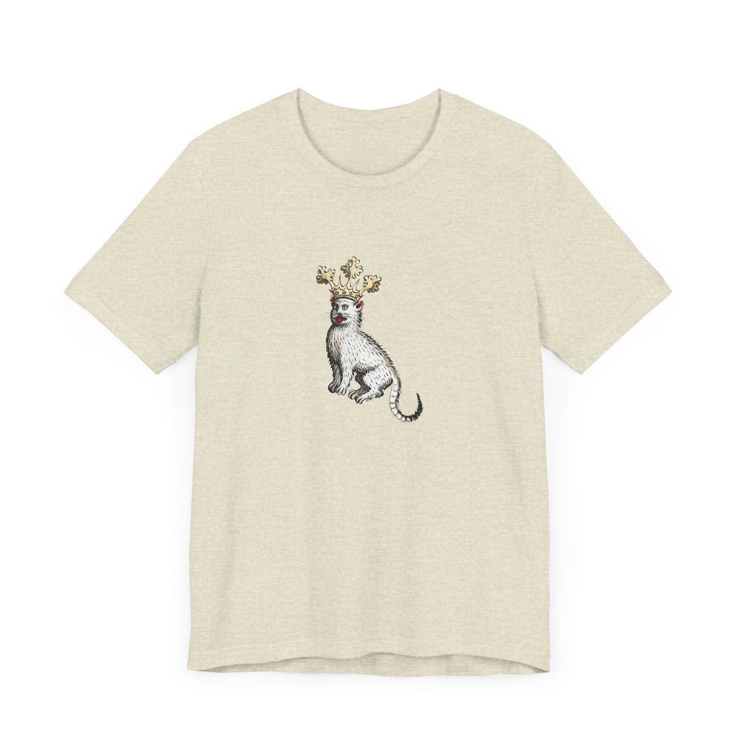 Silly Medieval Cat with Crown – 15th Century Heraldic Art Tee