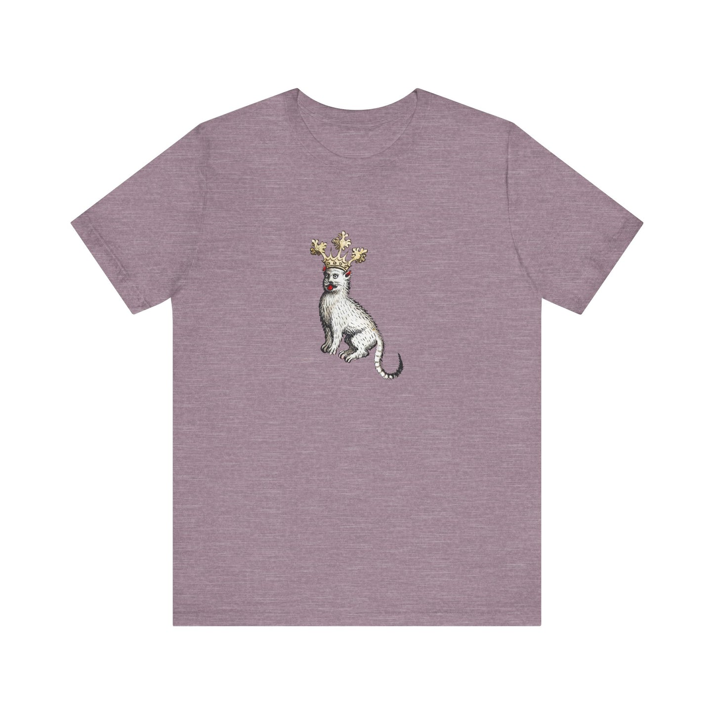 Silly Medieval Cat with Crown – 15th Century Heraldic Art Tee