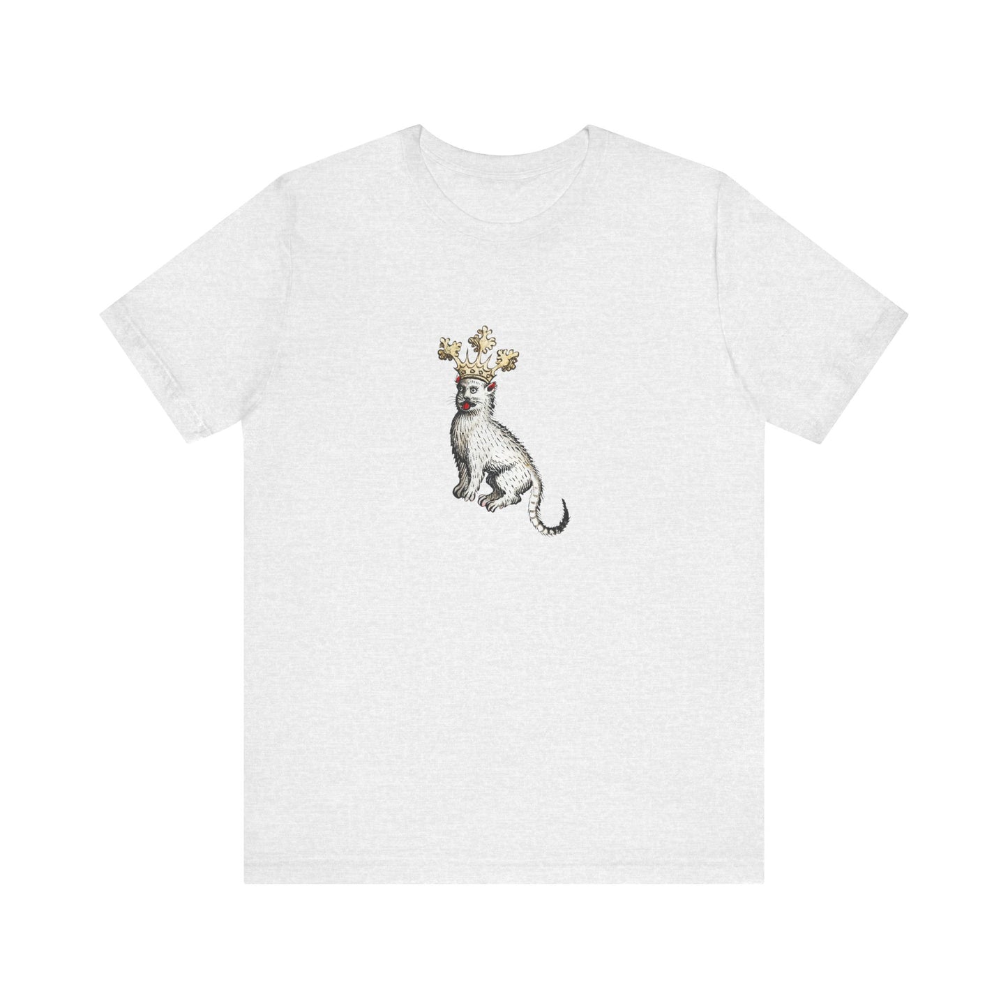 Silly Medieval Cat with Crown – 15th Century Heraldic Art Tee