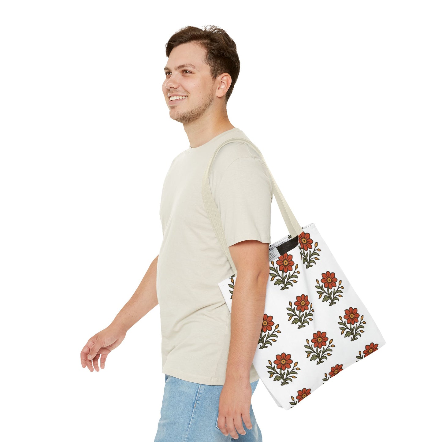 Folk Bloom Emblem 2, Original Floral Tote Bag