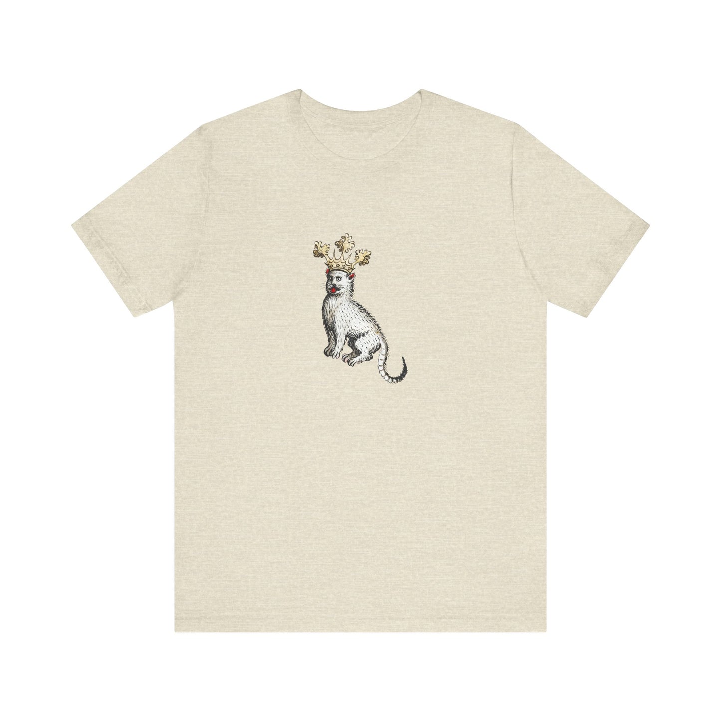 Silly Medieval Cat with Crown – 15th Century Heraldic Art Tee