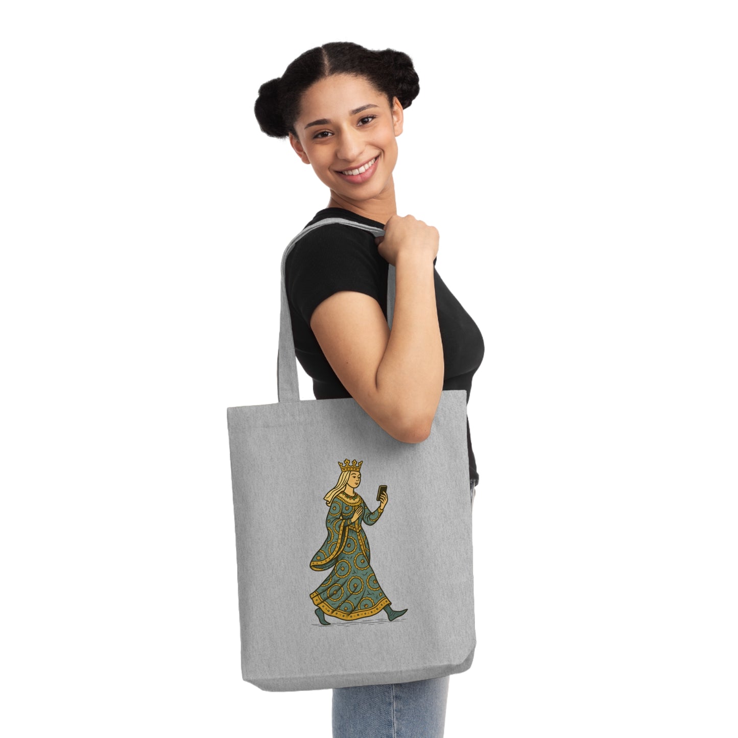 The Crowned Strutter – Medieval Couture on the Go - Woven Tote Bag