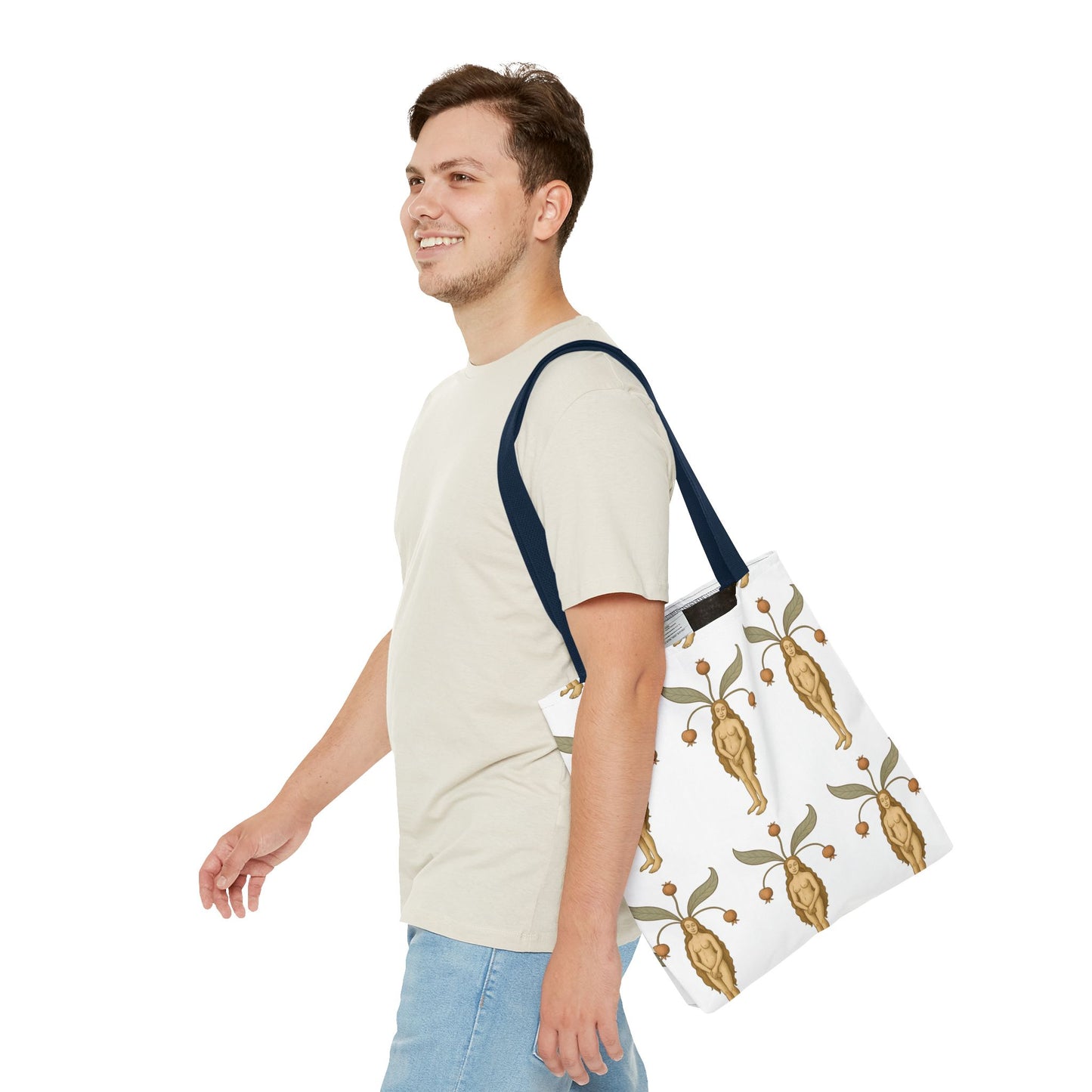 Mandragora Muse, Medieval Herb Lore Unisex Whimsical Patterned Tote Bag