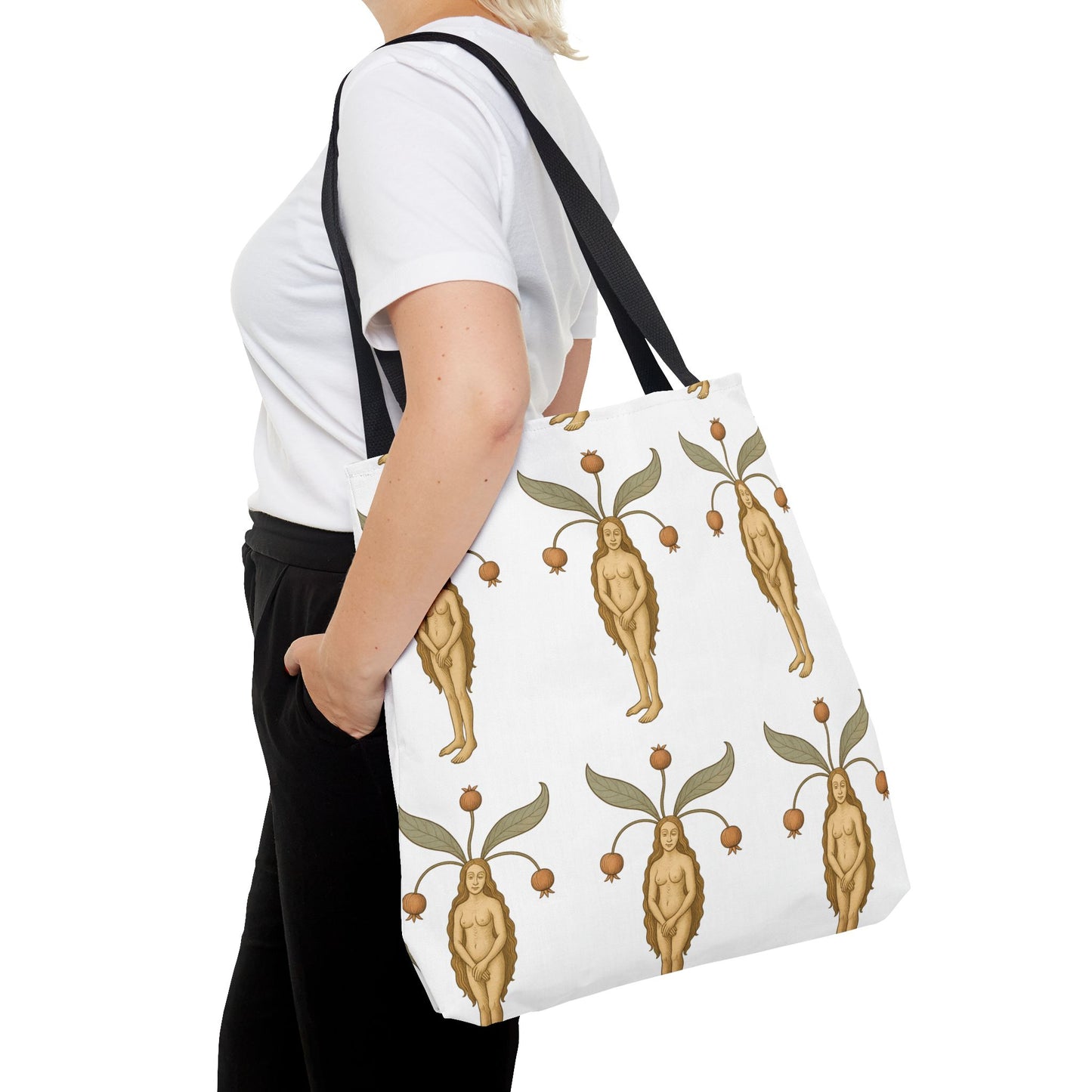 Mandragora Muse, Medieval Herb Lore Unisex Whimsical Patterned Tote Bag