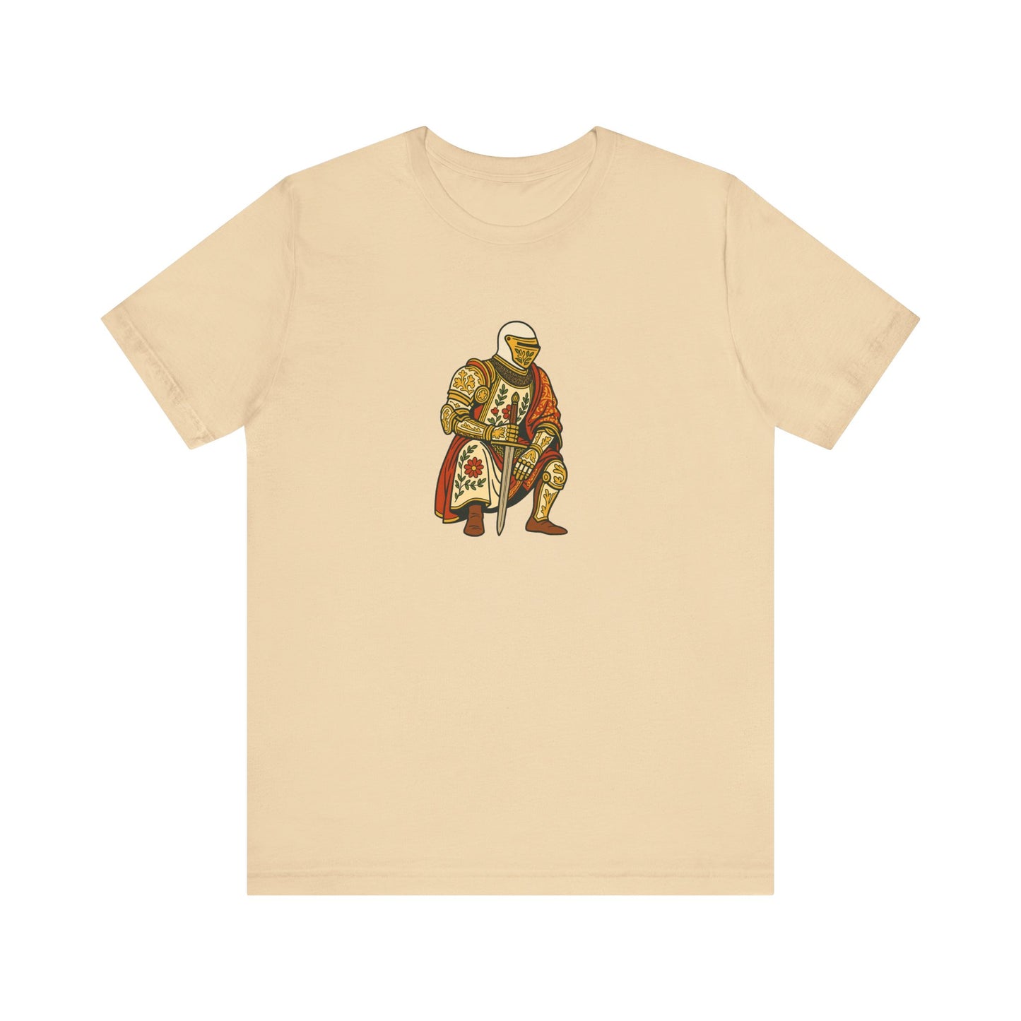 Medieval Knight With Original Flora Pattern Tee