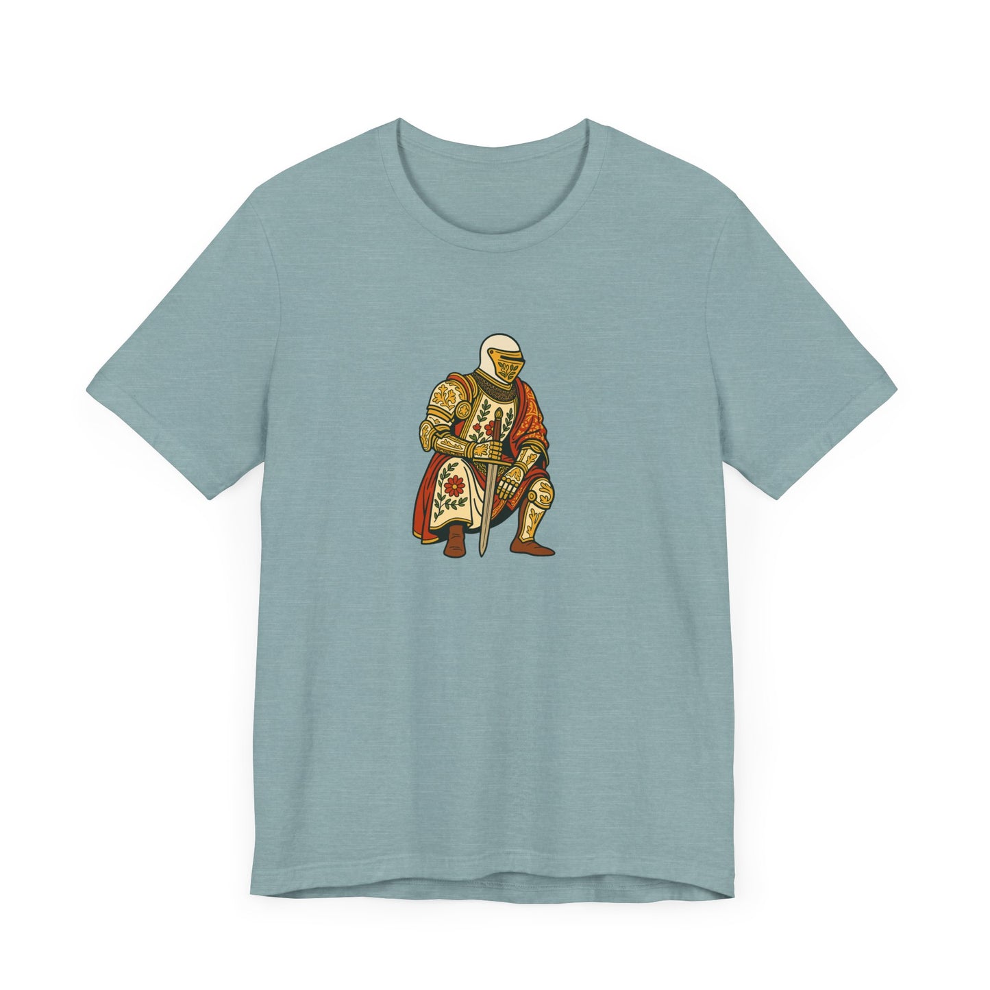 Medieval Knight With Original Flora Pattern Tee