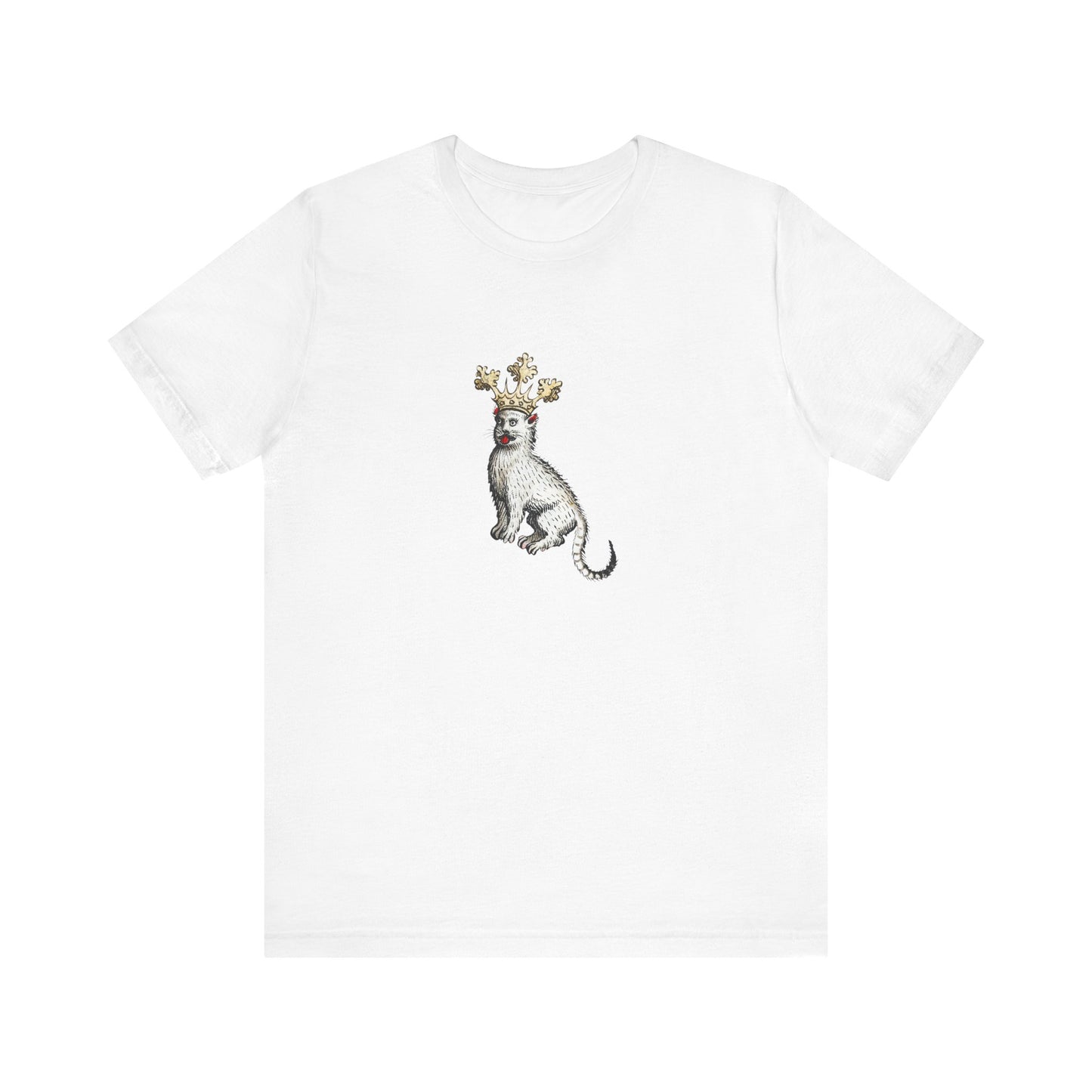 Silly Medieval Cat with Crown – 15th Century Heraldic Art Tee