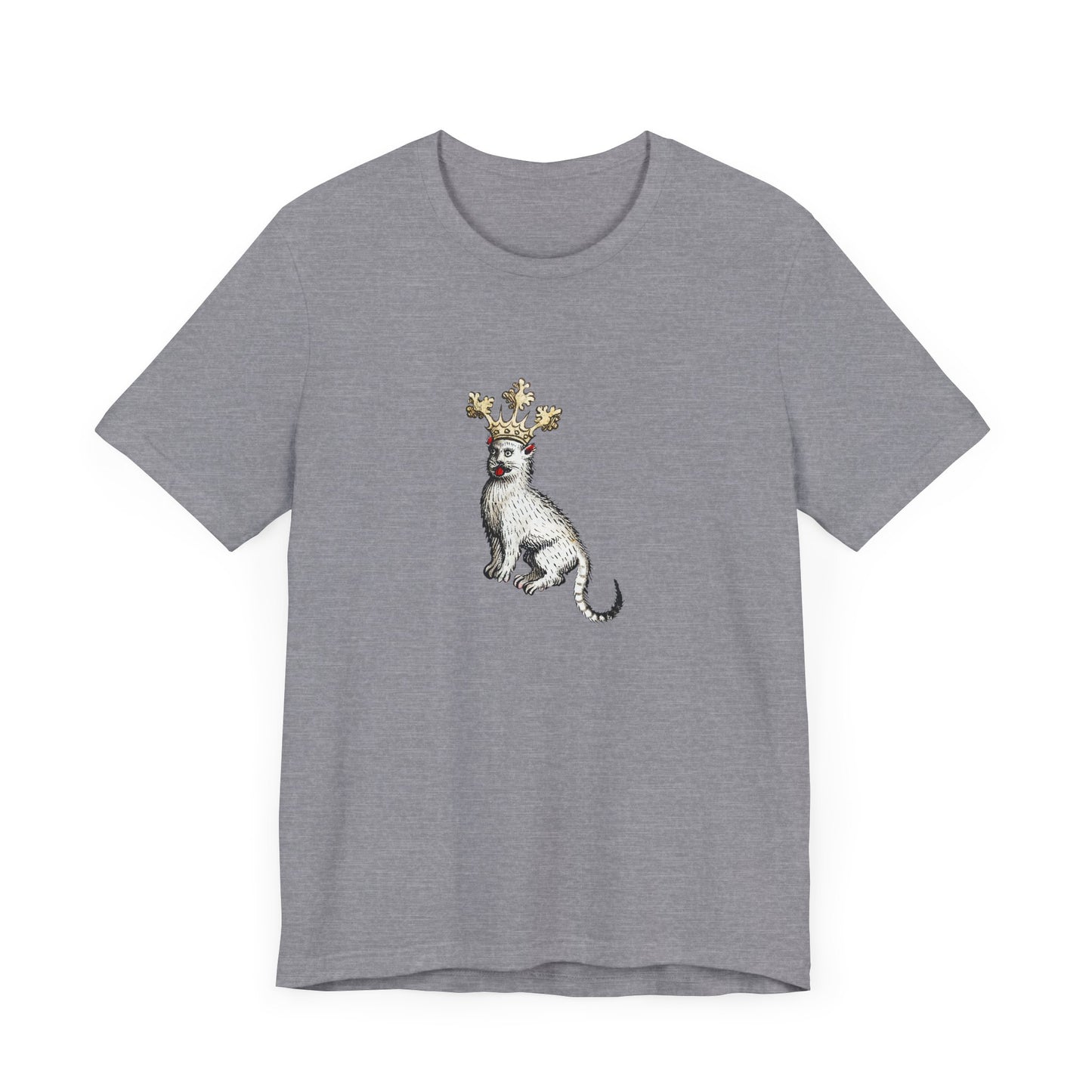 Silly Medieval Cat with Crown – 15th Century Heraldic Art Tee