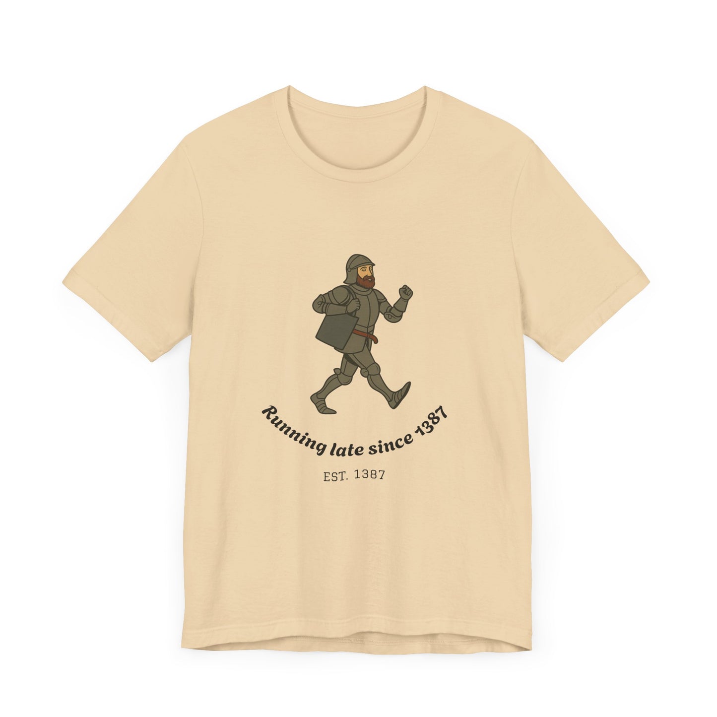 Knight on the Go But Running Late, Medieval Humor Unisex T-Shirt