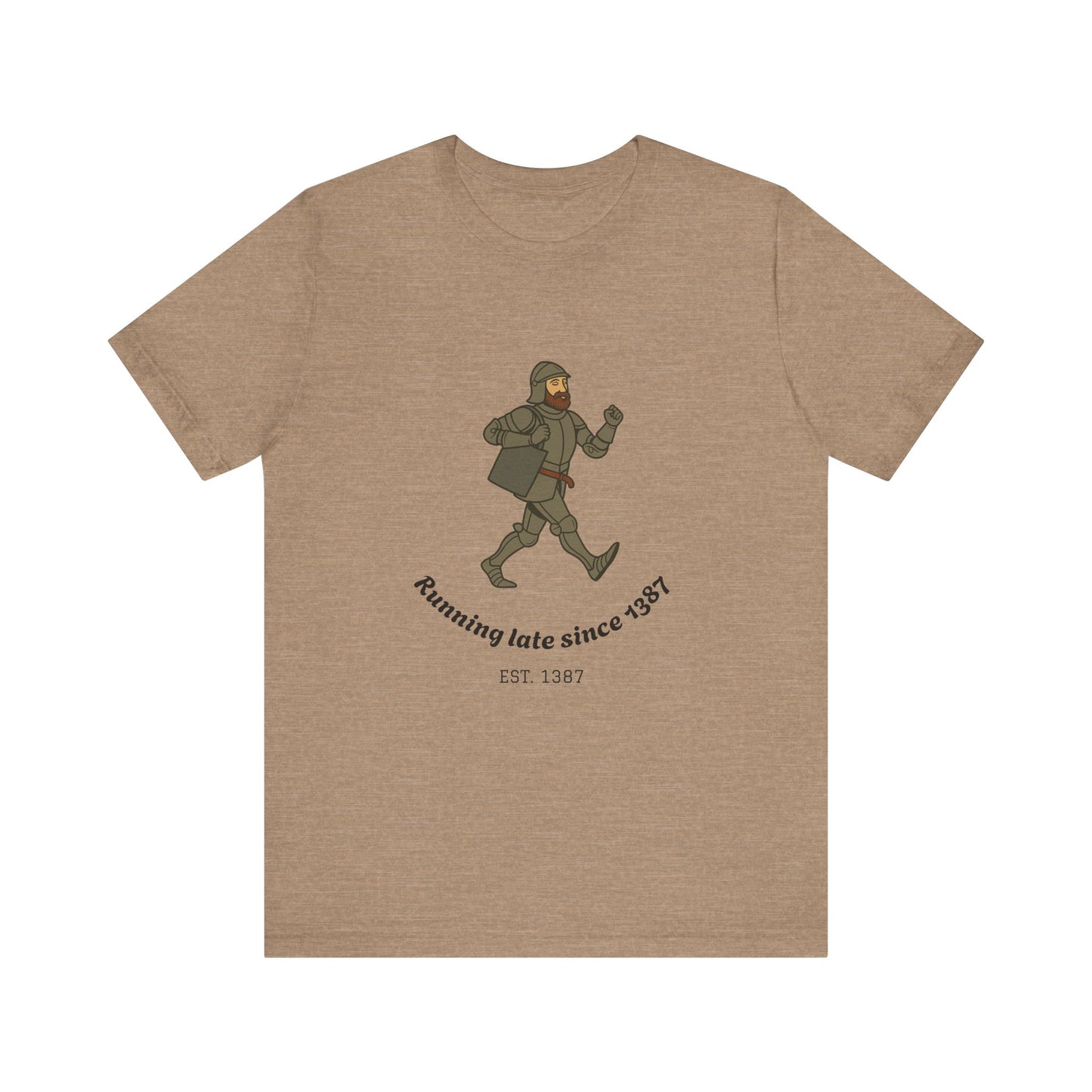 Knight on the Go But Running Late, Medieval Humor Unisex T-Shirt