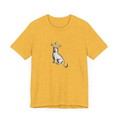 Silly Medieval Cat with Crown – 15th Century Heraldic Art Tee