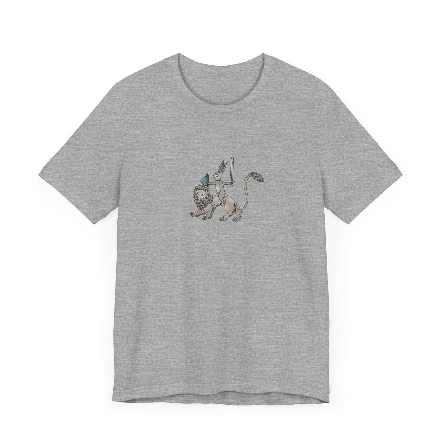 Sword-wielding Medieval Rabbit Riding a Lion Posters and Art Prints Tee