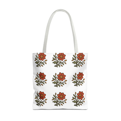 Folk Bloom Emblem 2, Original Floral Tote Bag