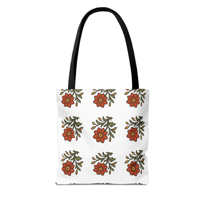 Folk Bloom Emblem 2, Original Floral Tote Bag