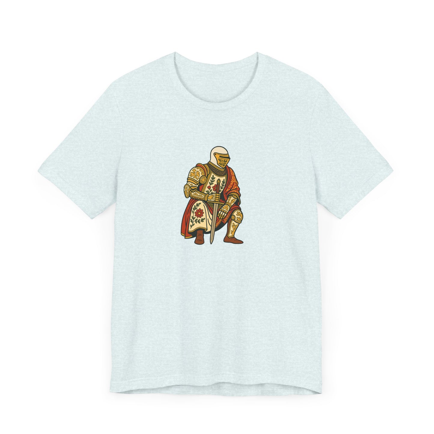 Medieval Knight With Original Flora Pattern Tee