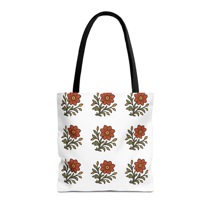 Folk Bloom Emblem 2, Original Floral Tote Bag