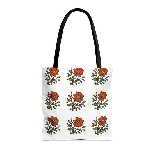 Folk Bloom Emblem 2, Original Floral Tote Bag