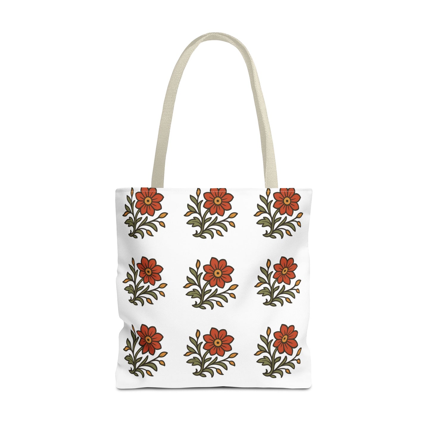 Folk Bloom Emblem 2, Original Floral Tote Bag